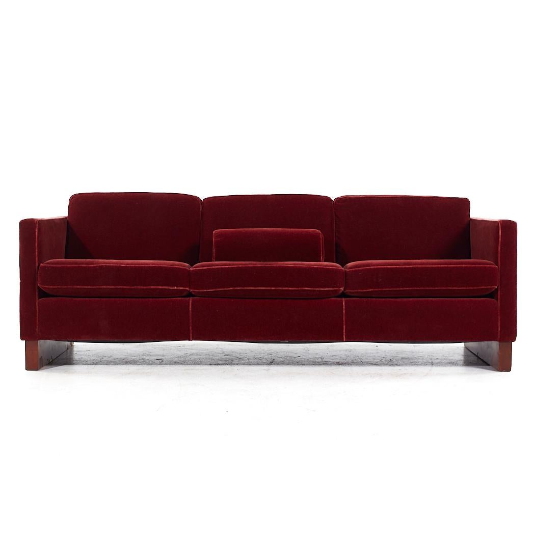 Mies van der Rohe Mid Century Sofa

This sofa measures: 84.5 wide x 33.5 deep x 30 inches high, with a seat height of 18.5 and arm height of 25.5 inches

All pieces of furniture can be had in what we call restored vintage condition. That means the