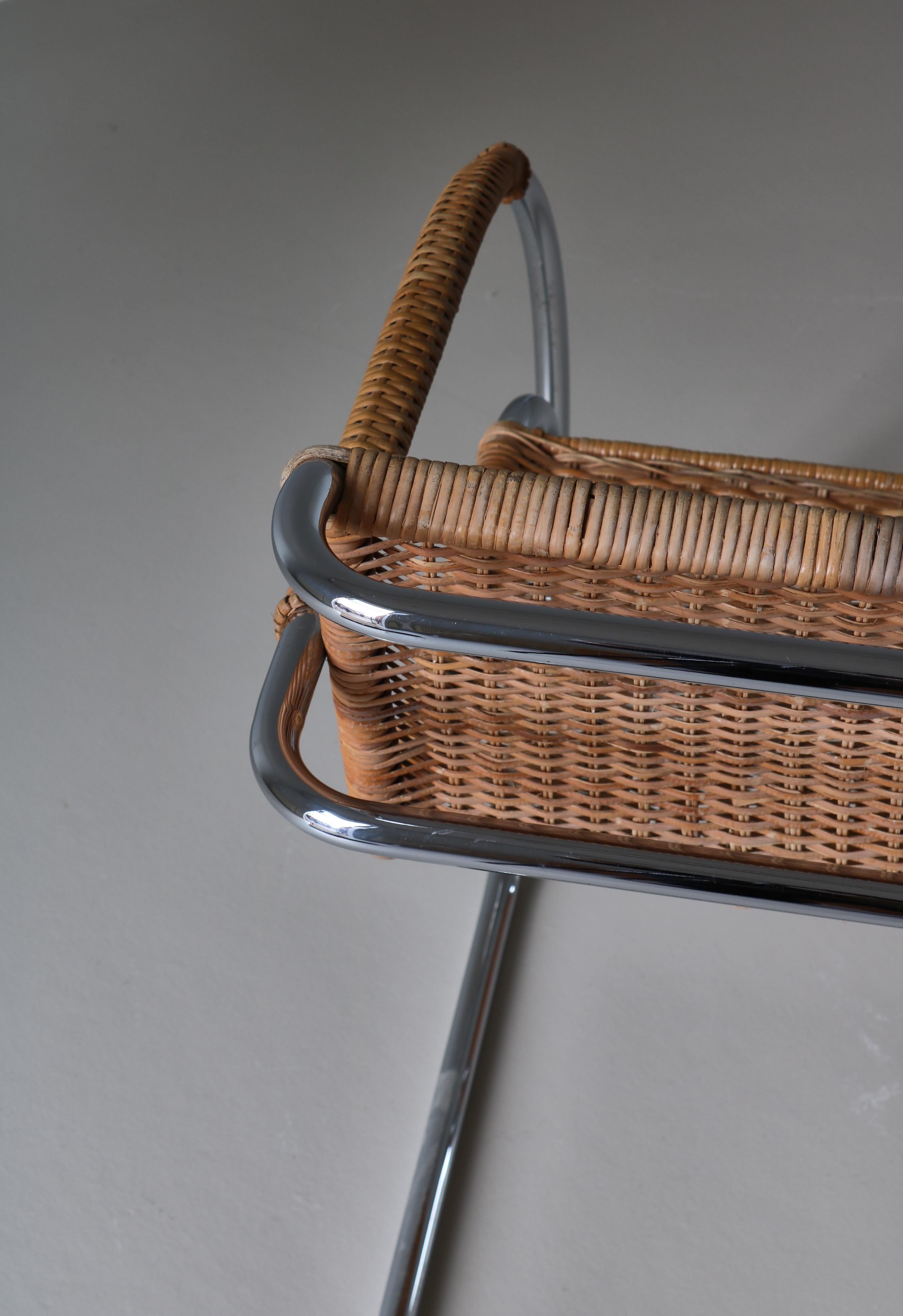 Mies van der Rohe Modell „MR20“ Freitragender Bauhaus-Stuhl aus Rattanschilfrohr und Stahl im Zustand „Gut“ im Angebot in Odense, DK