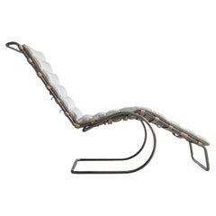Mies van der Rohe MR Chaise Longue in Chrome and Leather, Knoll License, 1970s