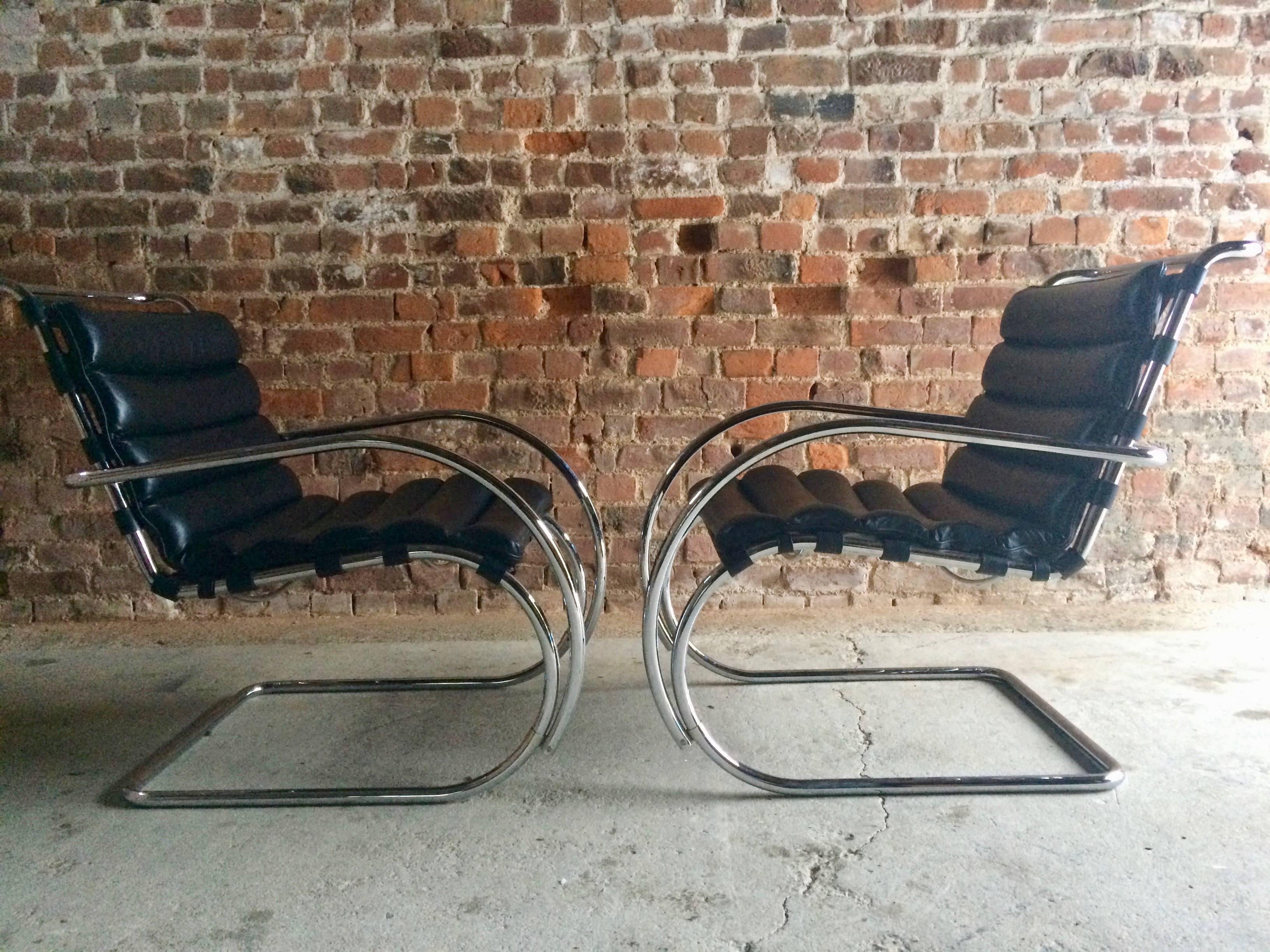 Mies van der Rohe MR Lounge Chairs Black Leather Knoll Studio 10