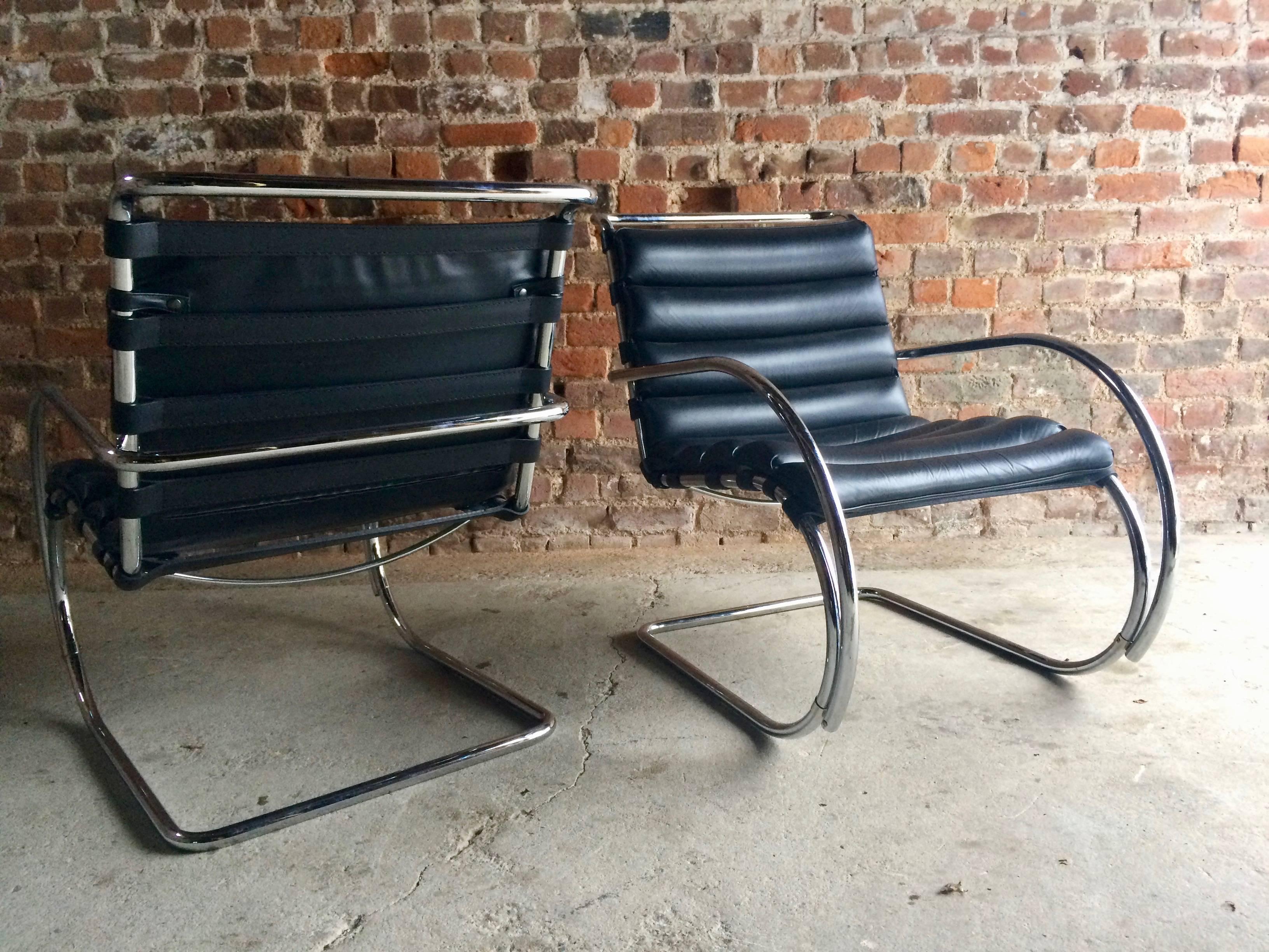 Mies van der Rohe MR Lounge Chairs Black Leather Knoll Studio 12