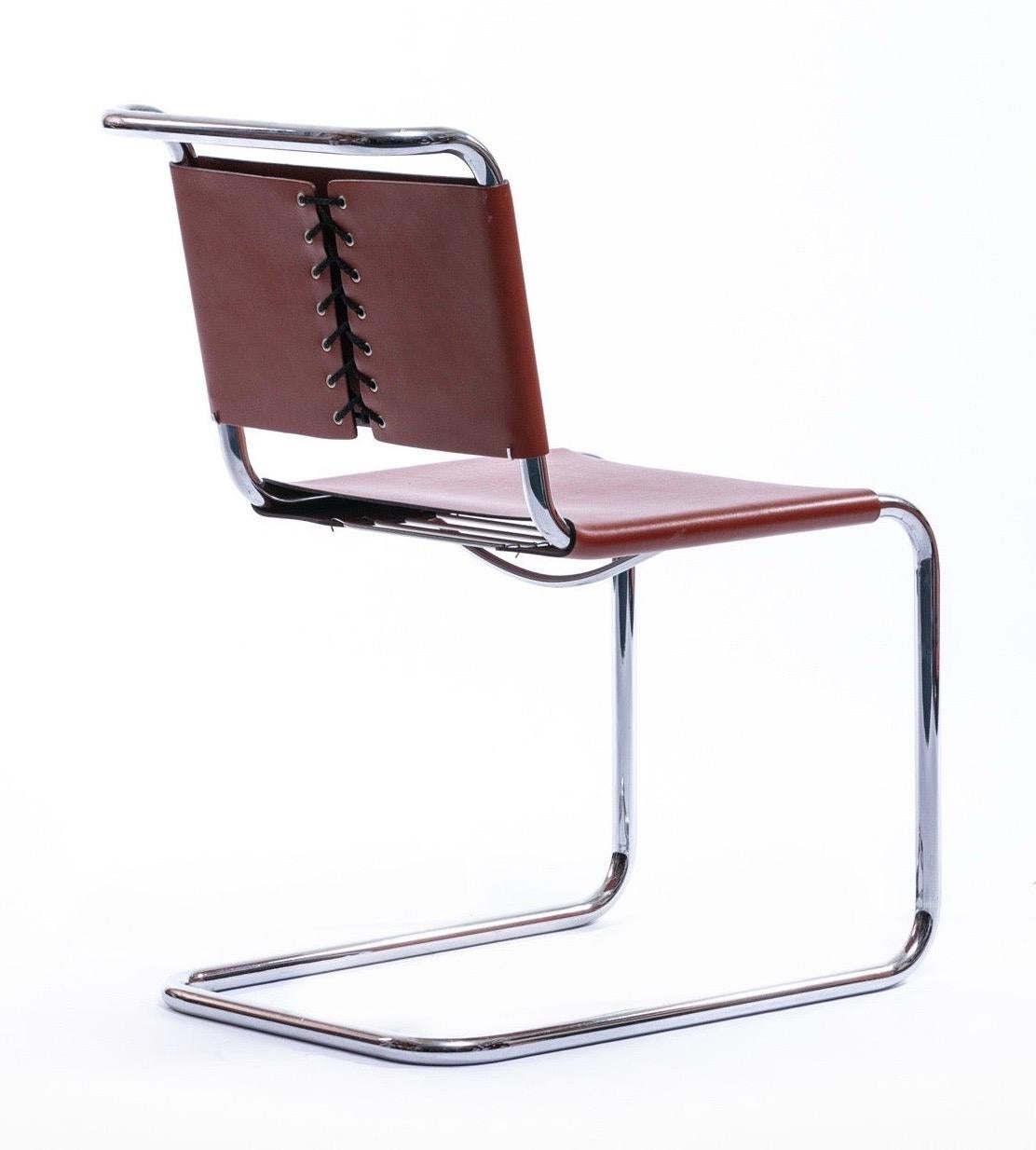 Spoleto Side Chairs for Knoll International in Caramel Leather 1