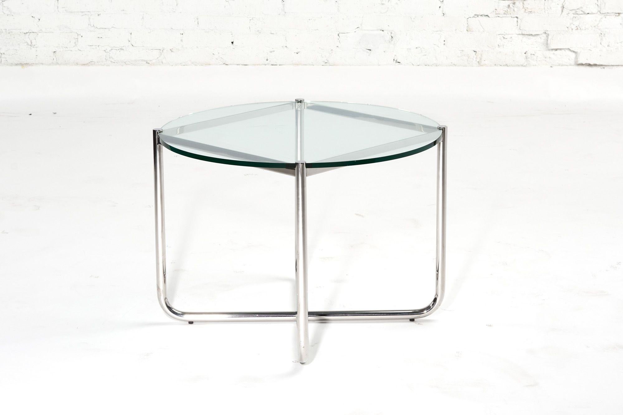 Mid-Century Modern Mies van der Rohe Mr Side/End Table Chrome and Glass for Knoll, 1970 For Sale
