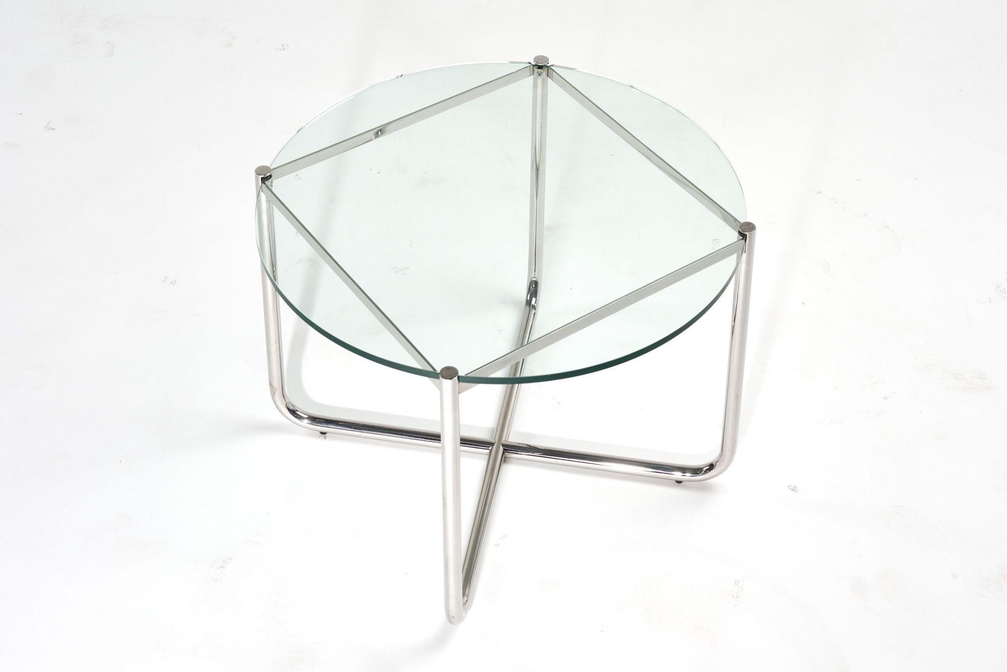 American Mies van der Rohe Mr Side/End Table Chrome and Glass for Knoll, 1970 For Sale