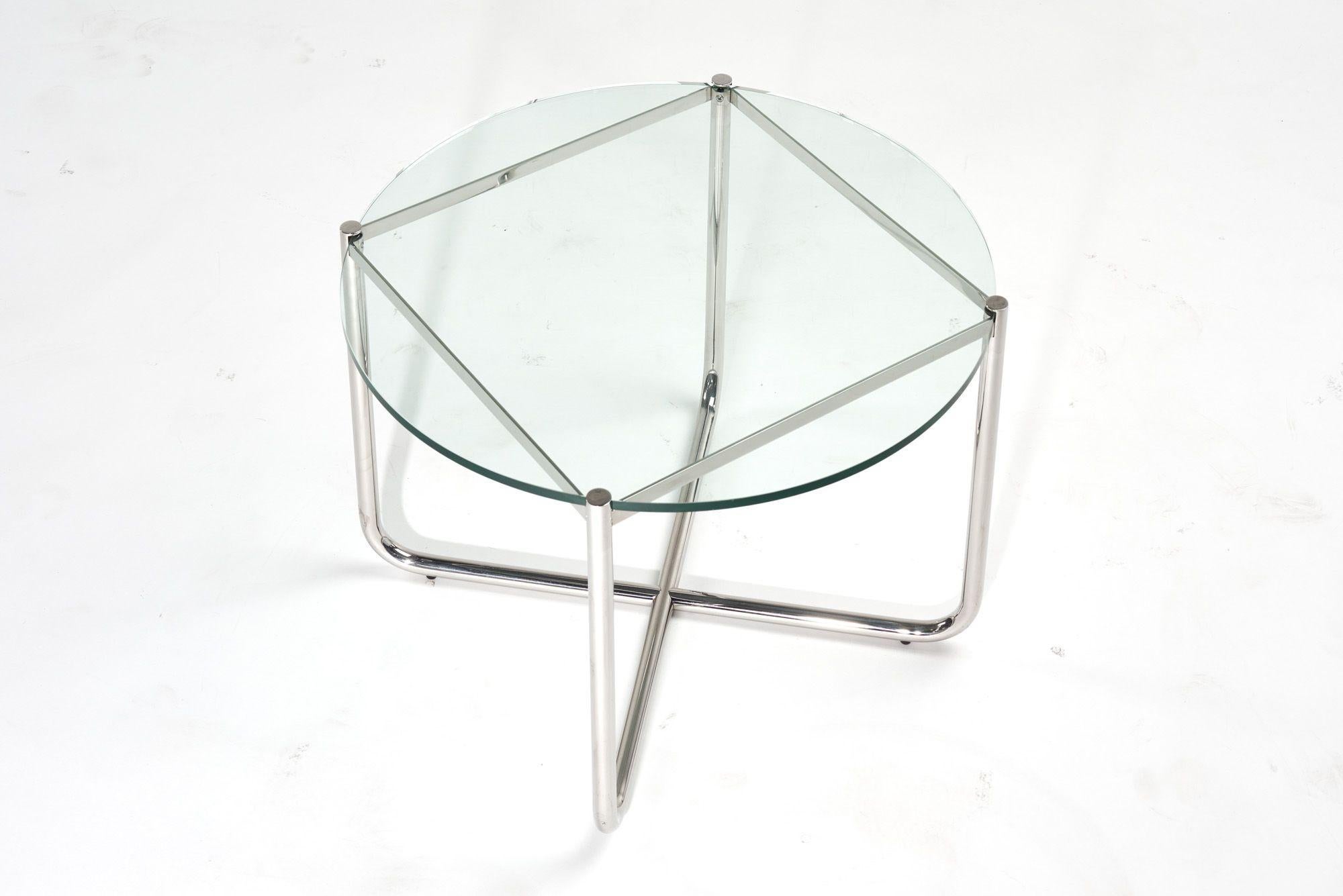 American Mies van der Rohe Mr Side/End Table Chrome and Glass for Knoll, 1970