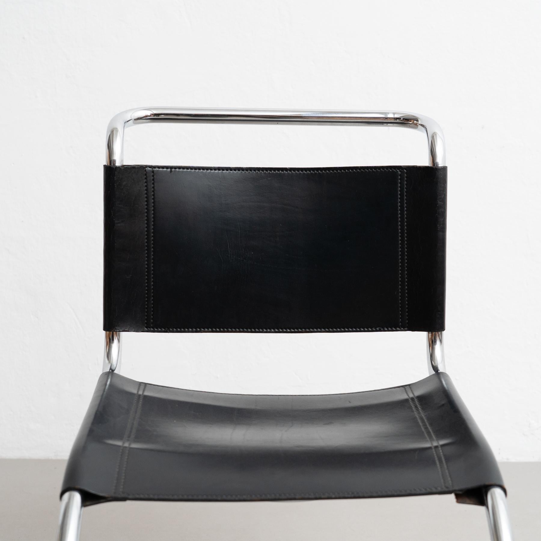 Mies van der Rohe MR10 Black Leather Easy Chair, circa 1960 For Sale 6