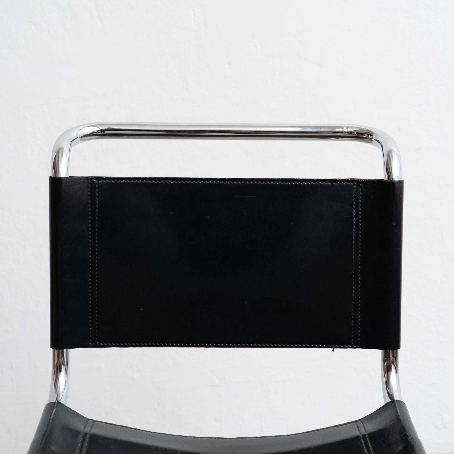 Mies van der Rohe MR10 Black Leather Easy Chair, circa 1960 For Sale 8