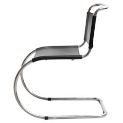 Mies van der Rohe MR10 Black Leather Easy Chair, circa 1960