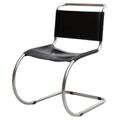 Sedia facile in pelle nera MR10 di Mies van der Rohe, 1960 circa