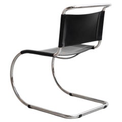 Sedia facile in pelle nera MR10 di Mies van der Rohe, 1960 circa