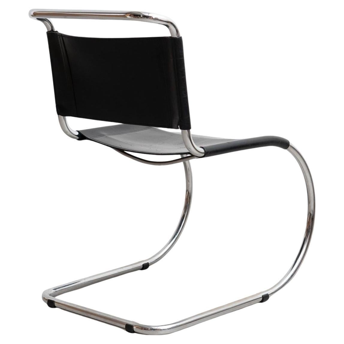Mies van der Rohe MR10 Black Leather Easy Chair, circa 1960