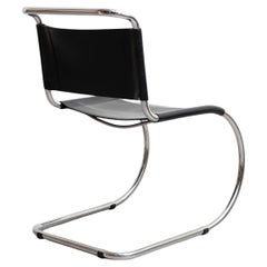 Mies van der Rohe MR10 Black Leather Easy Chair, circa 1960