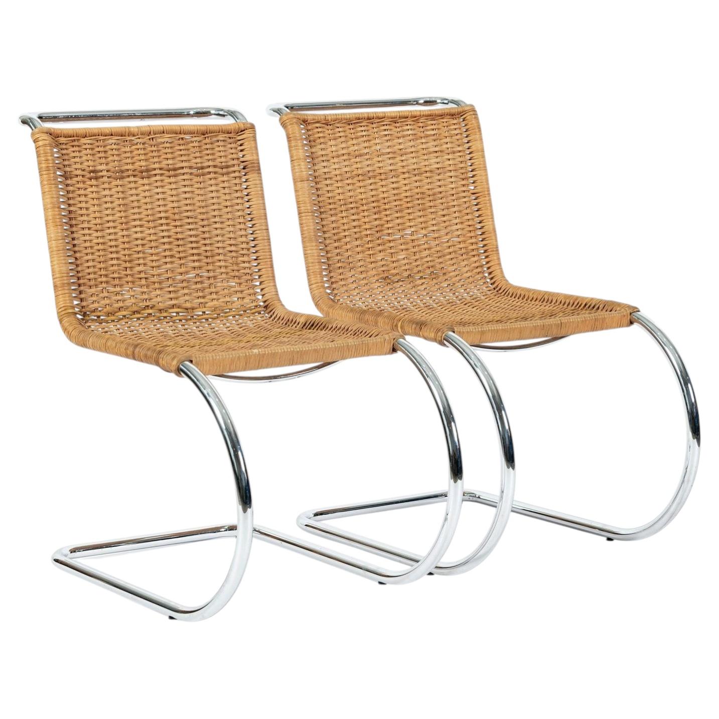 Mies van der Rohe MR10 Cane Chrome Cantilever Dining Chairs for Stendig, Bauhaus