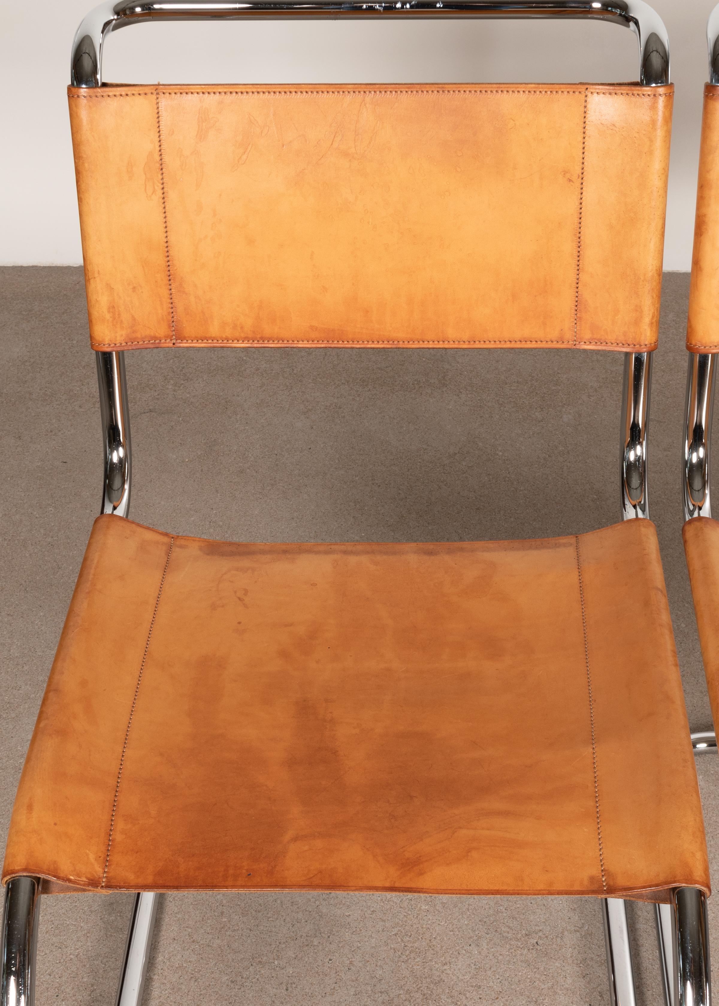 Mies van der Rohe MR10 Cantilever Chairs in Cognac Leather for Thonet 3