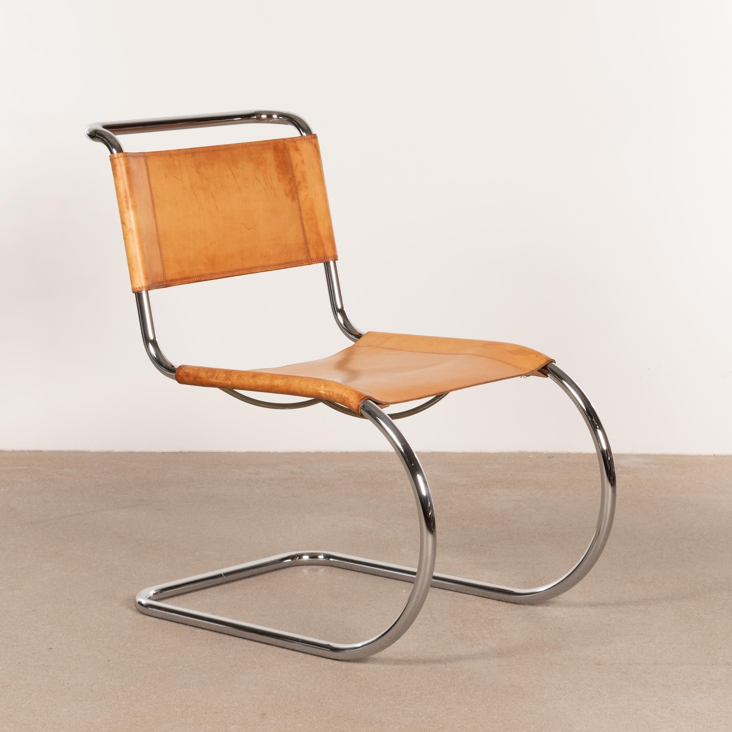 German Mies van der Rohe MR10 Cantilever Chairs in Cognac Leather for Thonet