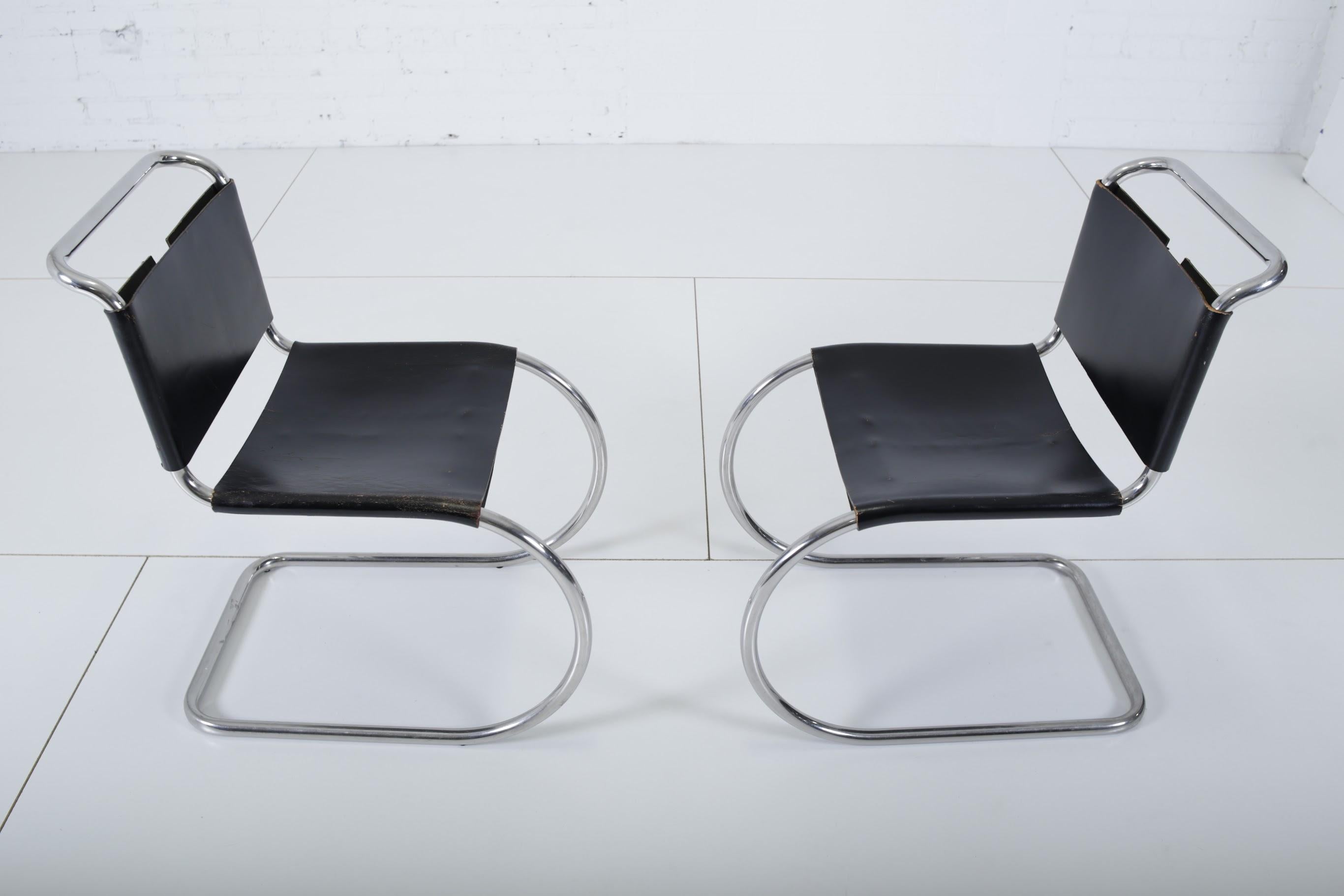 Stainless Steel Mies van der Rohe MR10 Chairs for Knoll