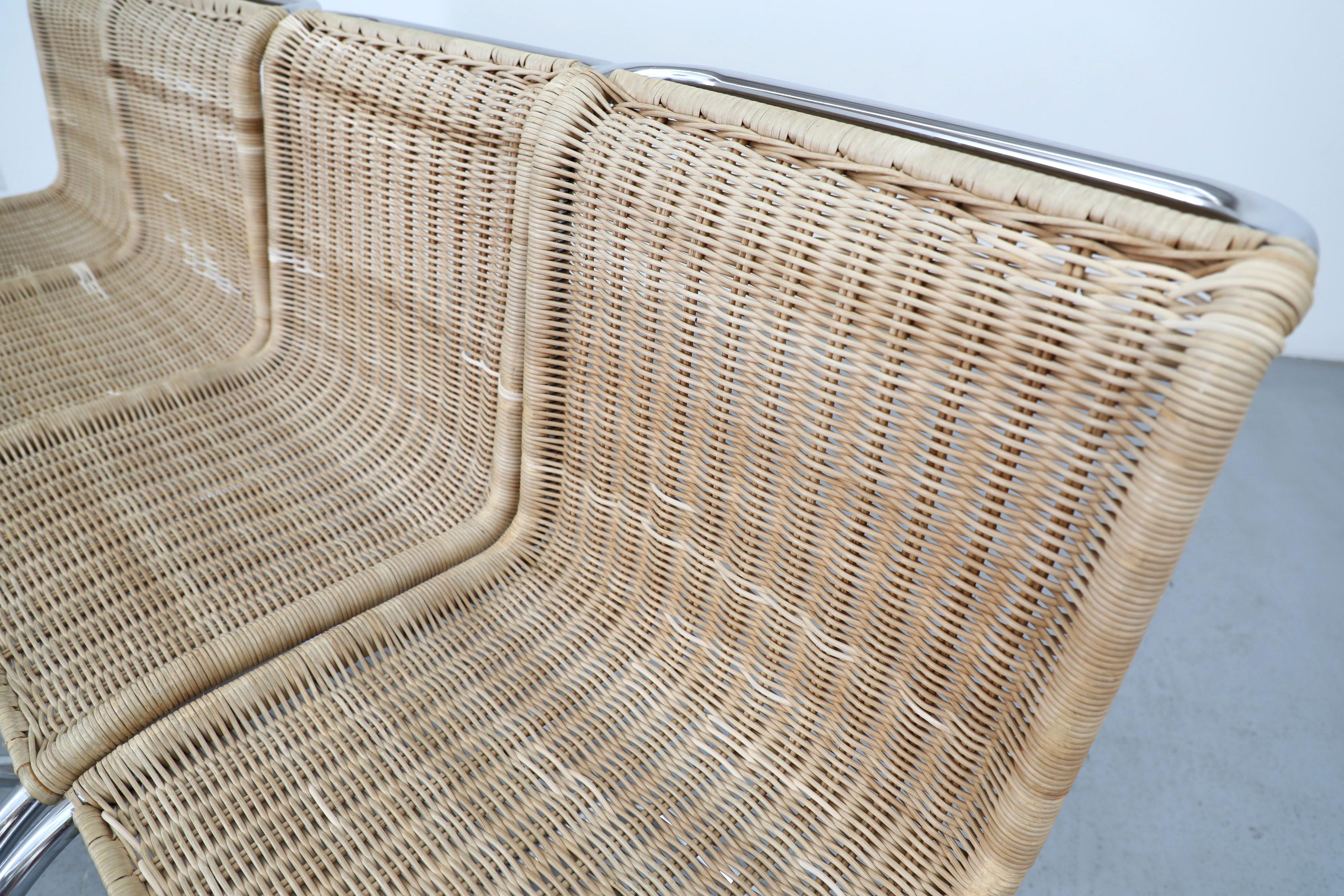 Mies van der Rohe MR10 Stühle Satz von vier 1970er Rattan Chrom Gavina Italien im Angebot 3