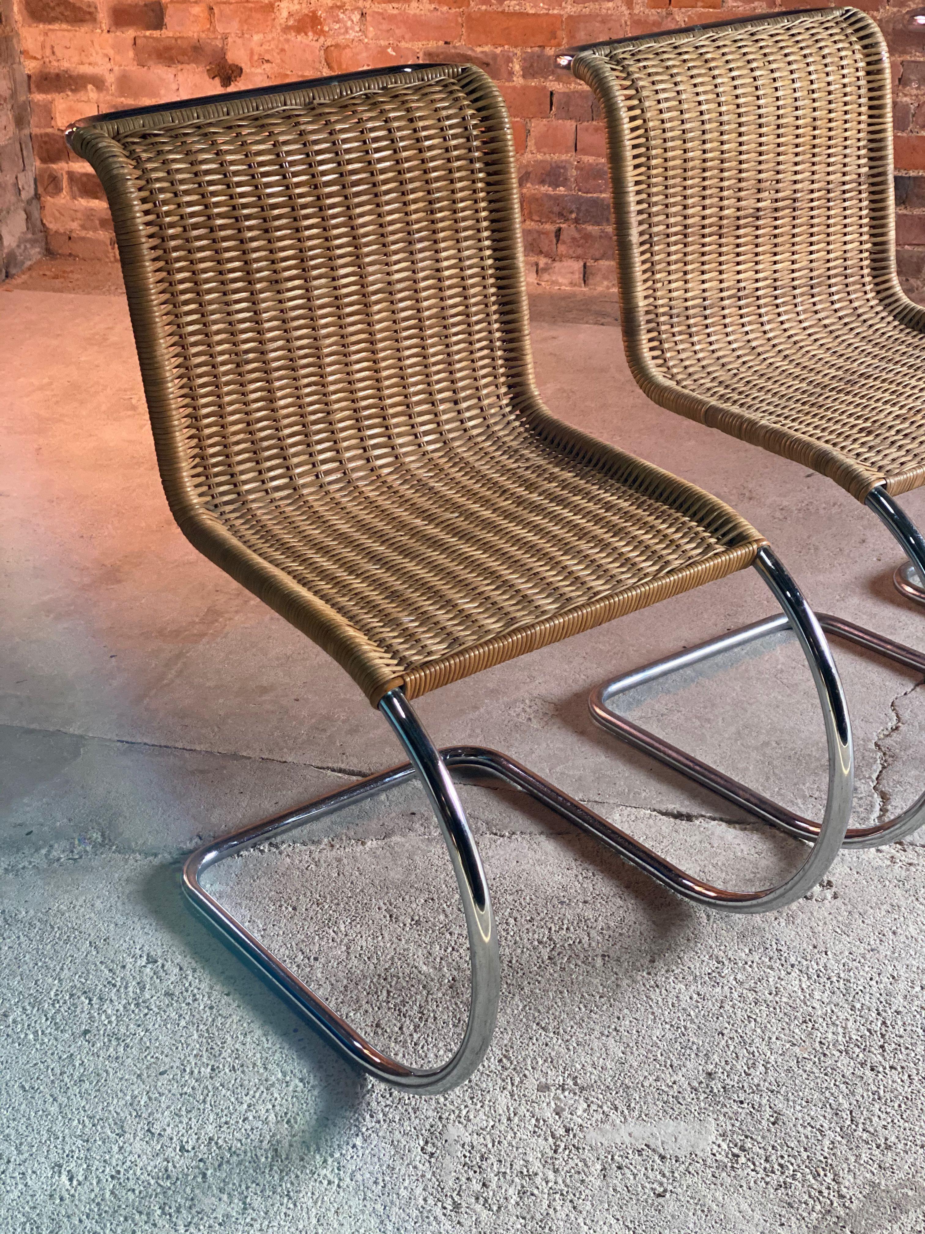 Mies van der Rohe MR10 Rattan Cantilever Chairs Set of Four by Knoll Original 5