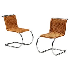 Mies Van Der Rohe "MR10" Rattan Easy Chairs, Germany, 1980s