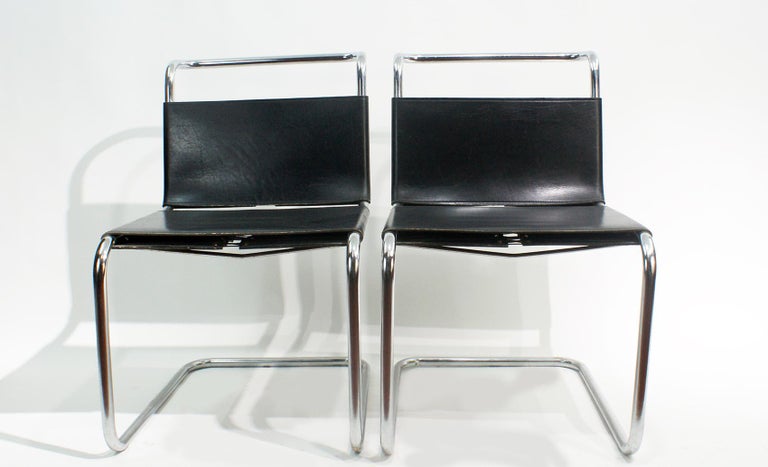Plated Mies van der Rohe MR10 Sling Lounge Chairs For Sale