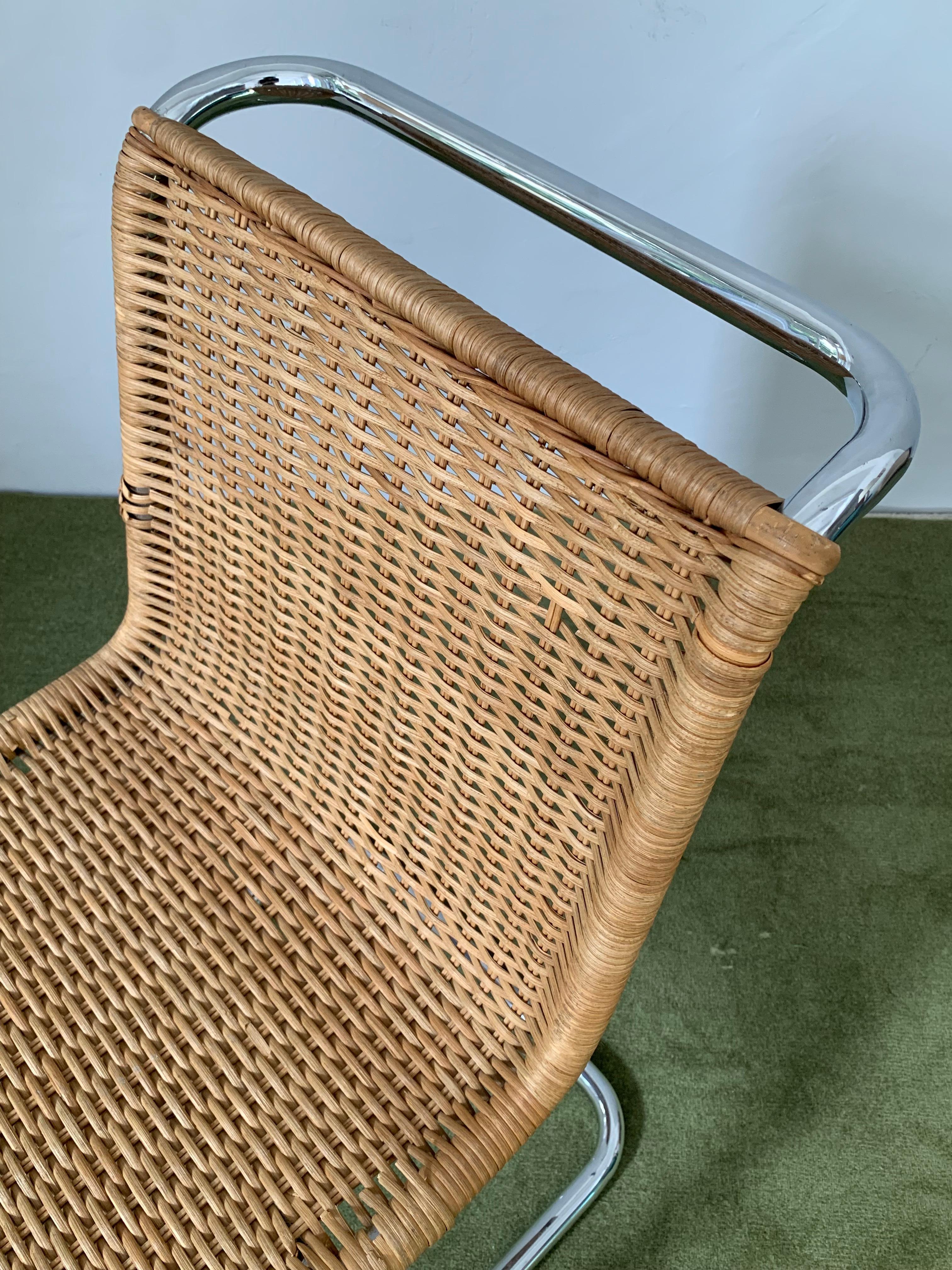 Mies van der Rohe MR10 Wicker and Chrome Chair For Sale 5