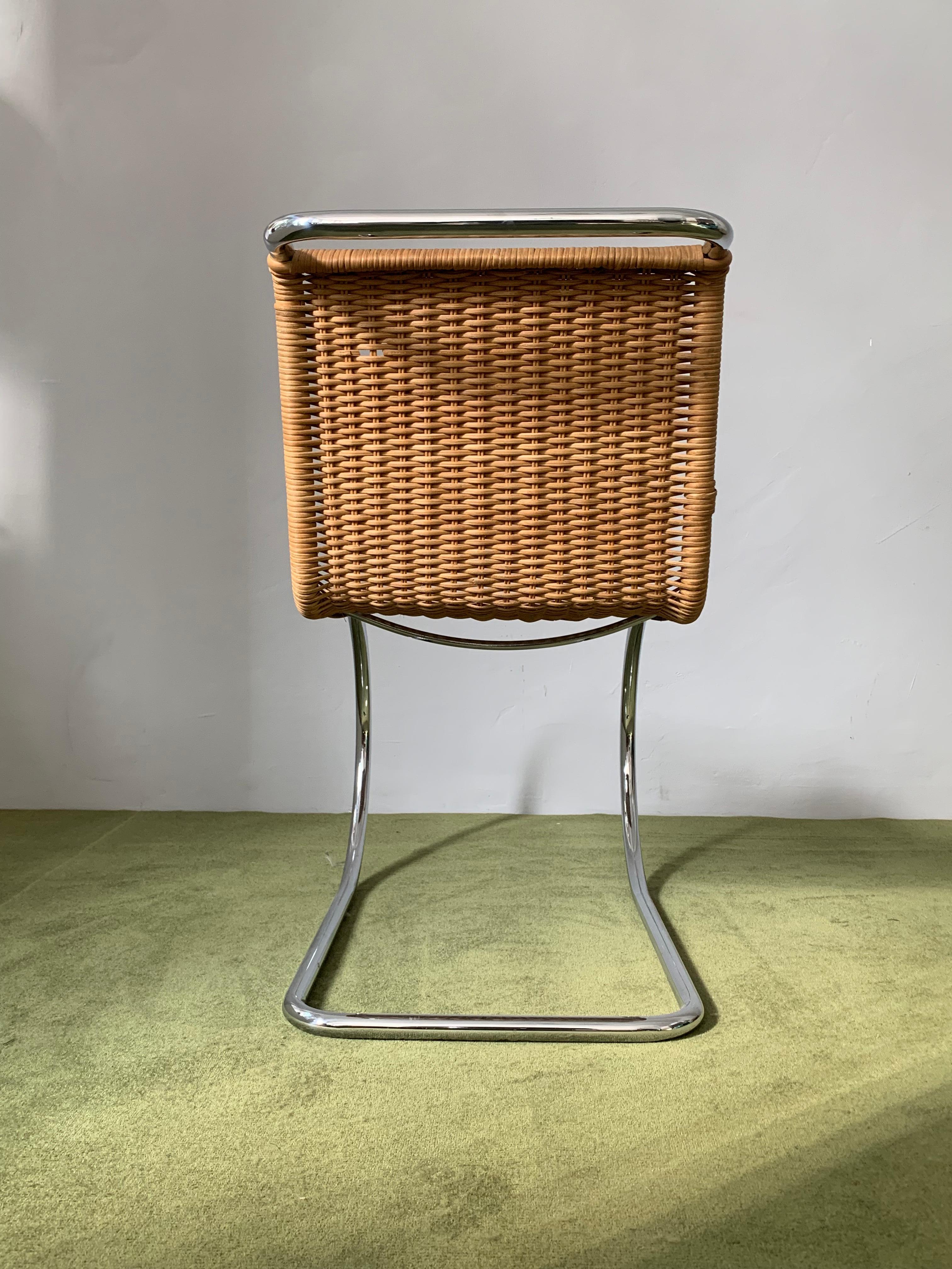 Early 20th Century Mies van der Rohe MR10 Wicker and Chrome Chair For Sale