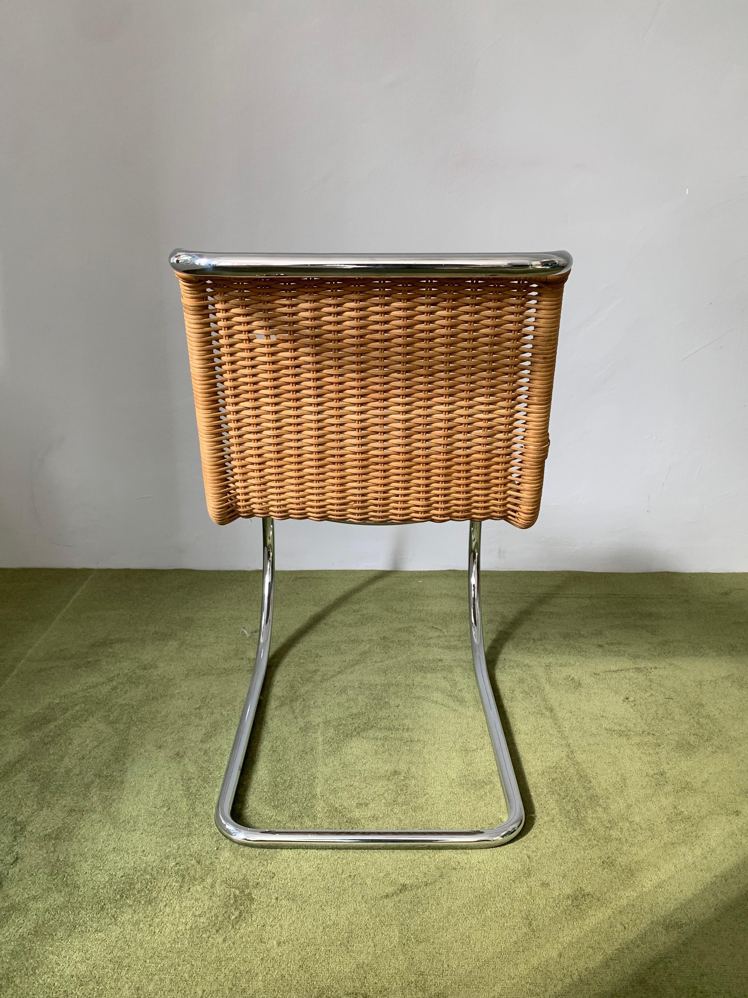 Mies van der Rohe MR10 Wicker and Chrome Chair For Sale 1