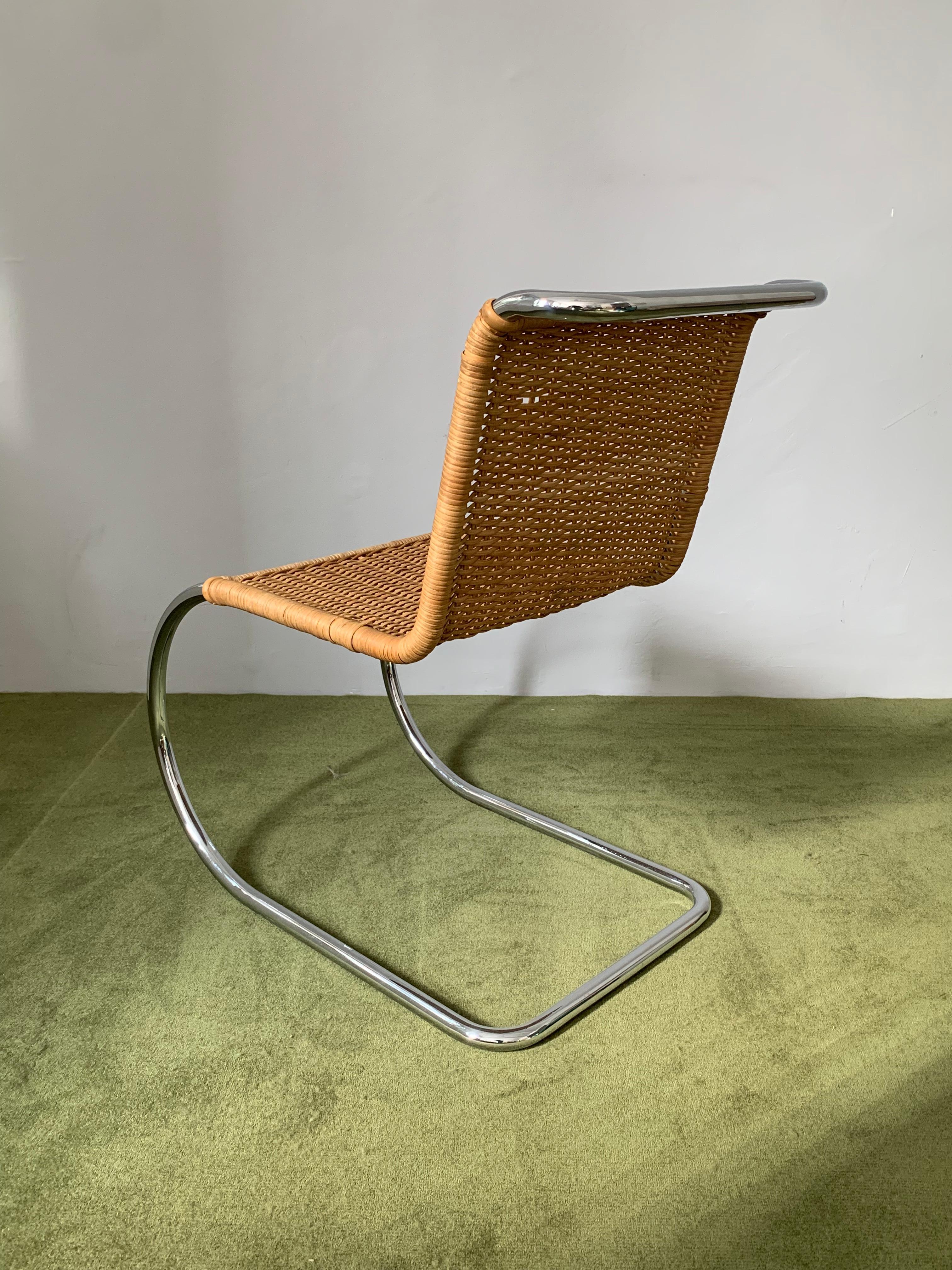 Mies van der Rohe MR10 Wicker and Chrome Chair For Sale 2