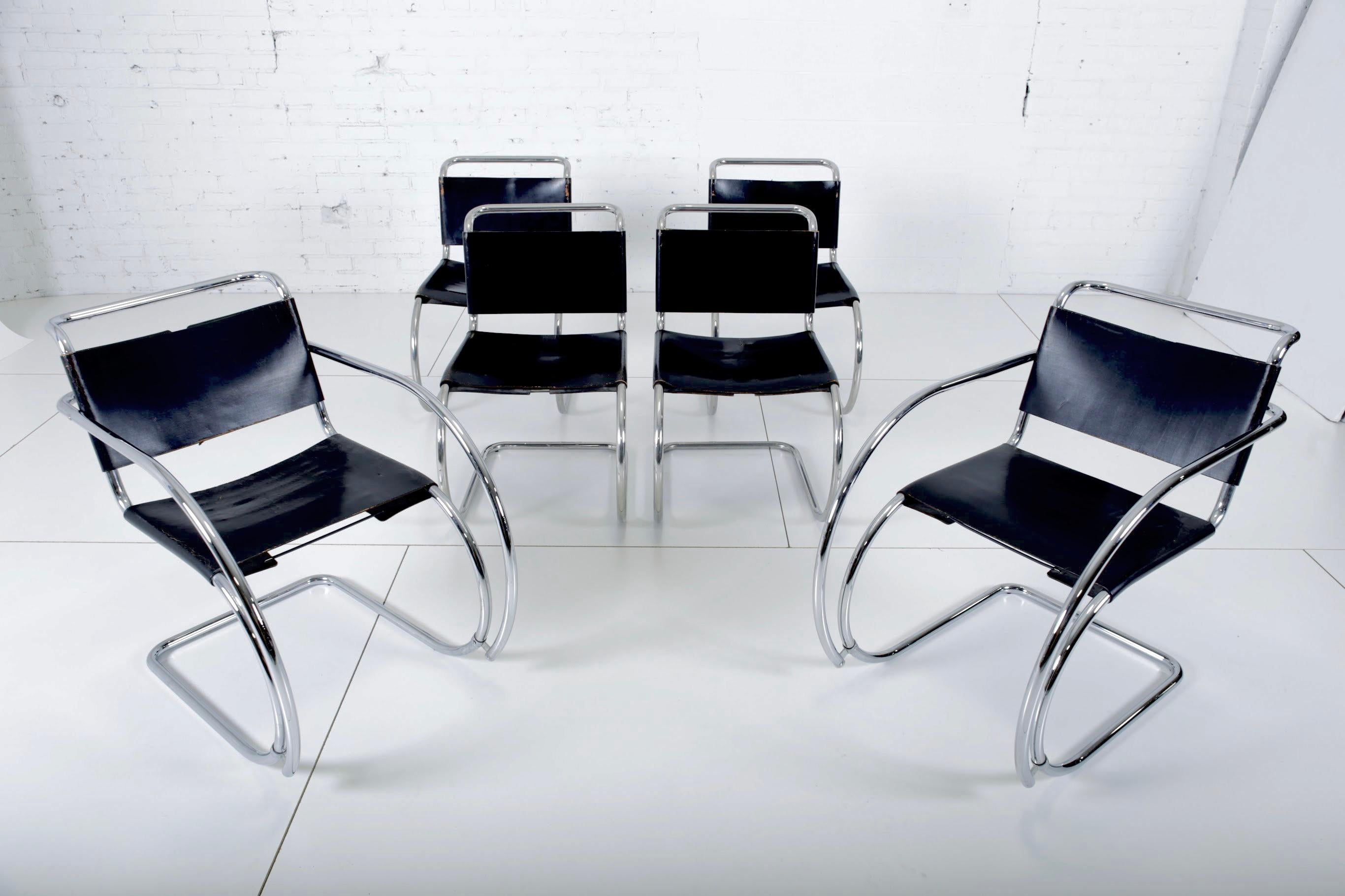 Mies van der Rohe MR20 Armchairs for Knoll In Good Condition For Sale In Chicago, IL