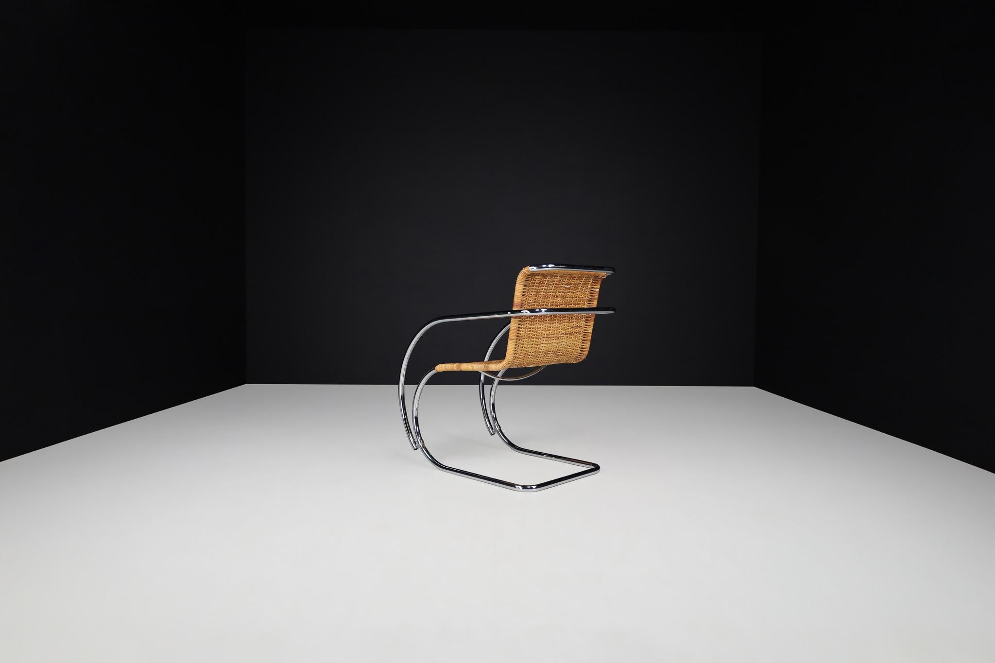  Mies Van Der Rohe MR20 Chrome & Wicker Lounge Chairs, 1970s  For Sale 7