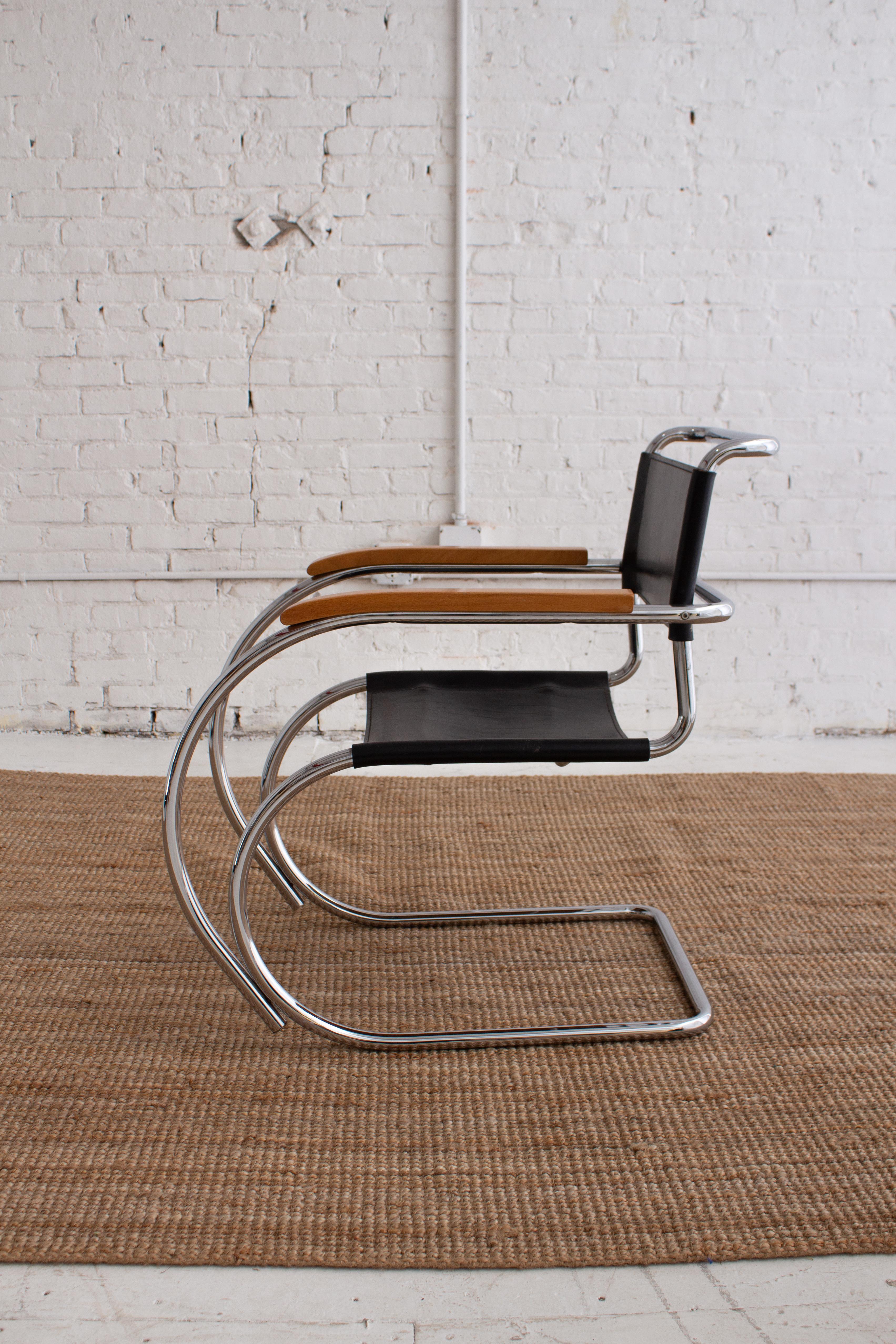 20th Century Mies Van Der Rohe Mr20 Leather & Chrome Lounge Chair