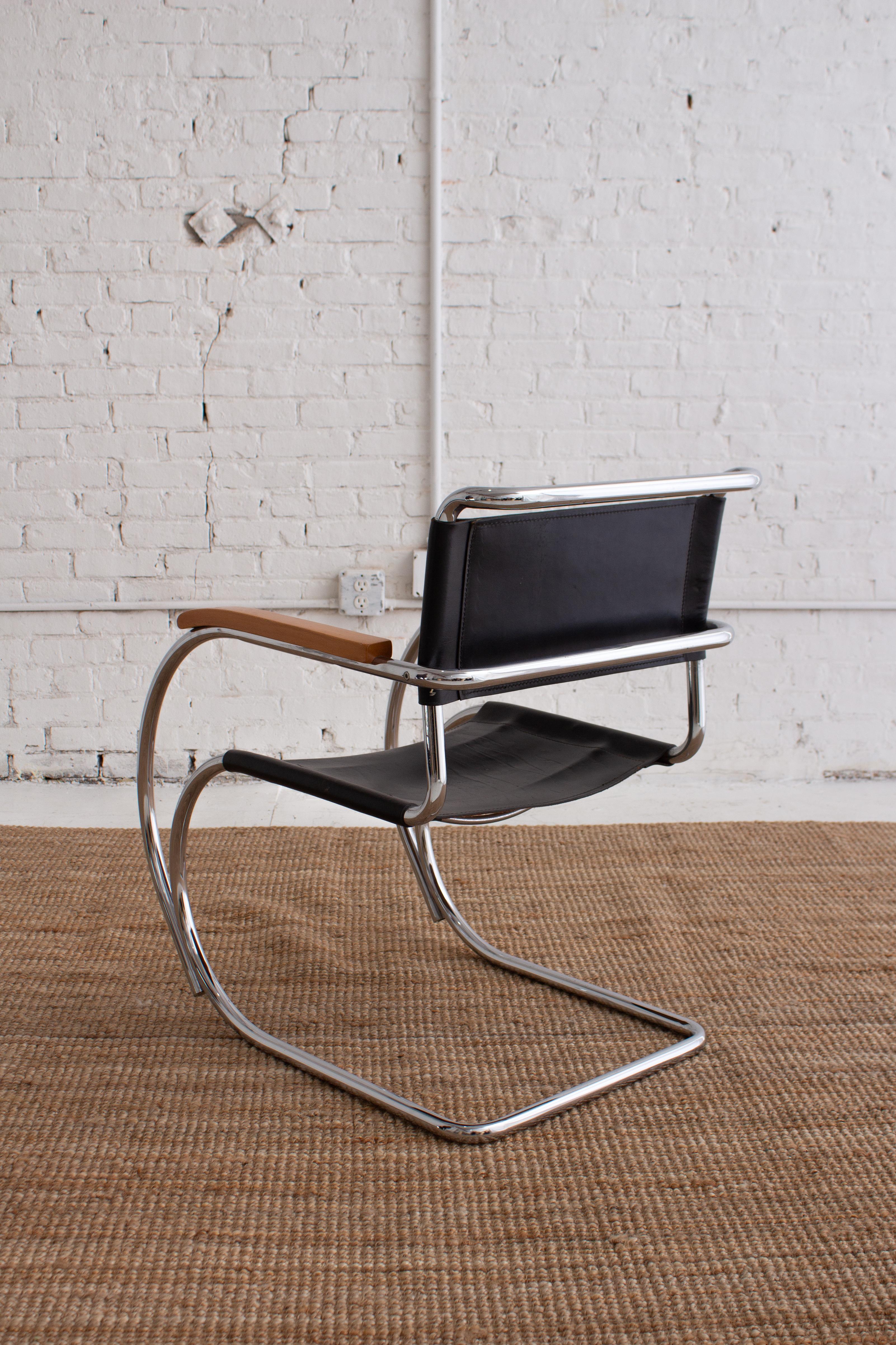 Mies Van Der Rohe Mr20 Leather & Chrome Lounge Chair 1