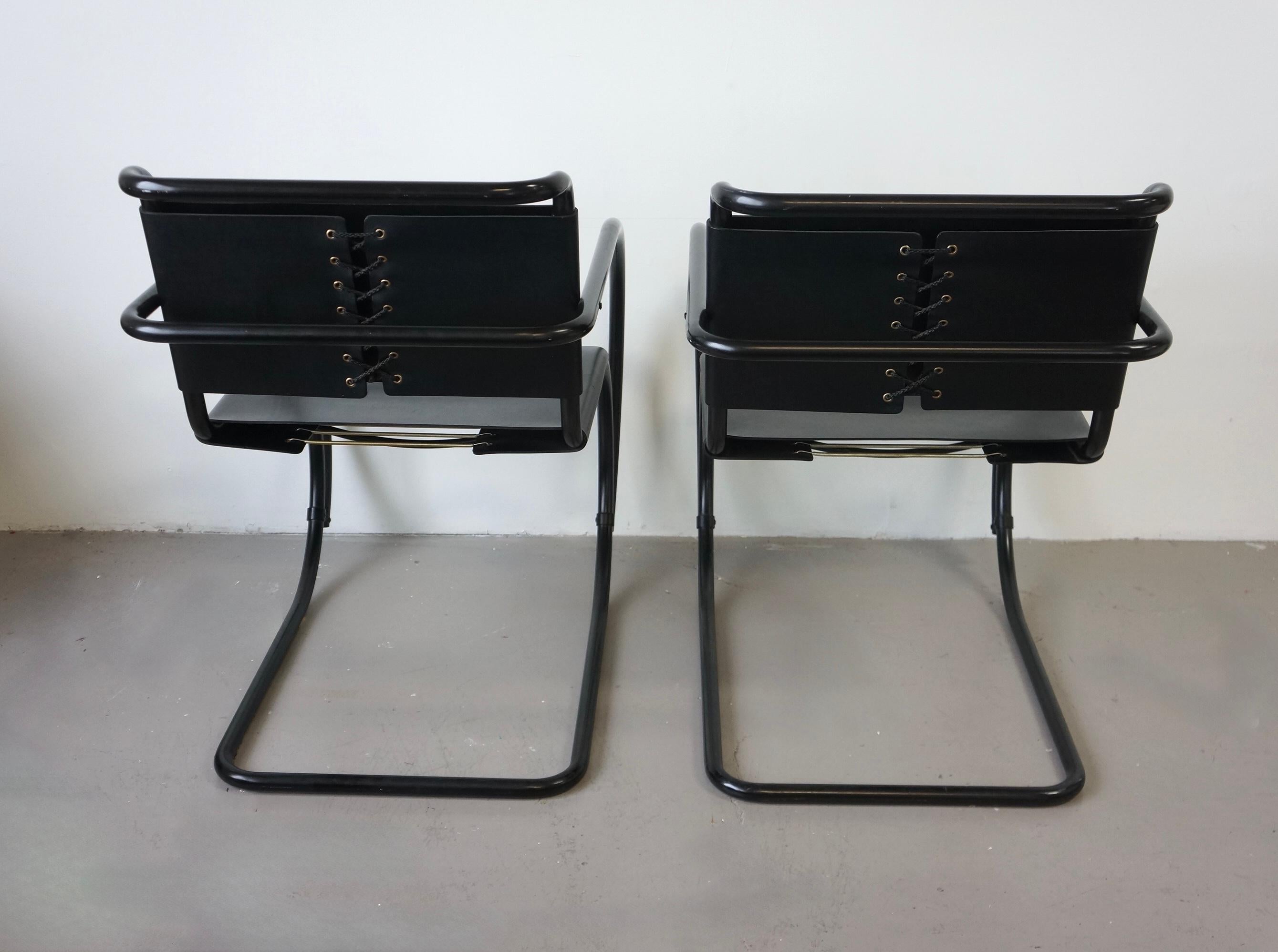 Mid-Century Modern Mies Van Der Rohe MR20 Lounge Chairs For Sale