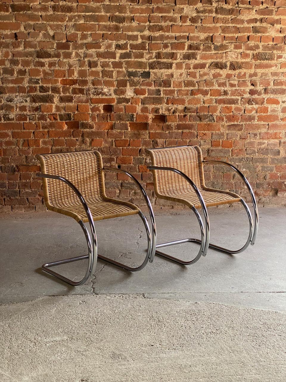 Mies van der Rohe MR20 Rattan Dining Chairs Set of Eight Circa 1960s 3