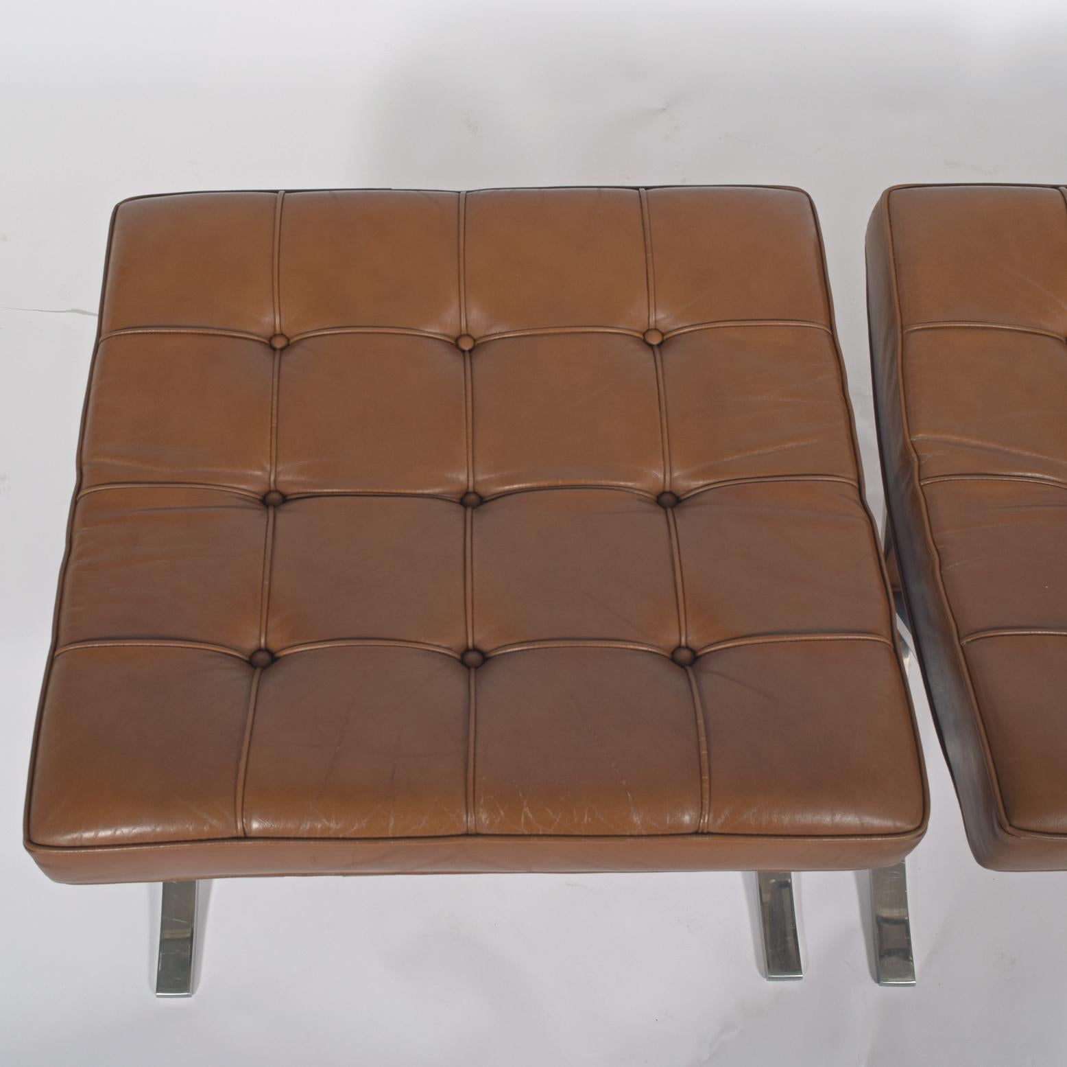 Stainless Steel Mies van Der Rohe Pair of Barcelona Stools Knoll Int., 1970s