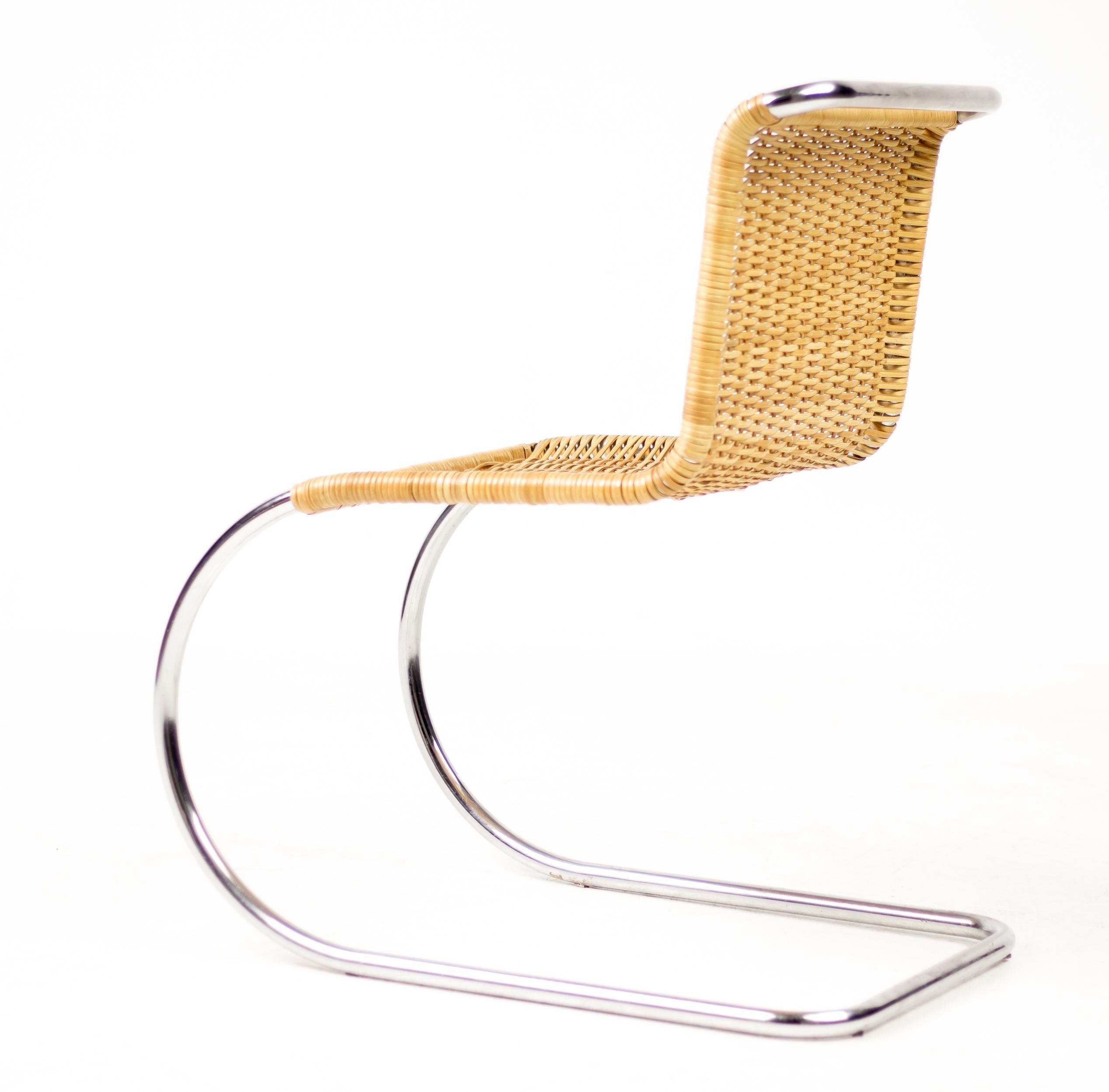 Mies van der Rohe Rattan and Chrome MR20 Chair 1