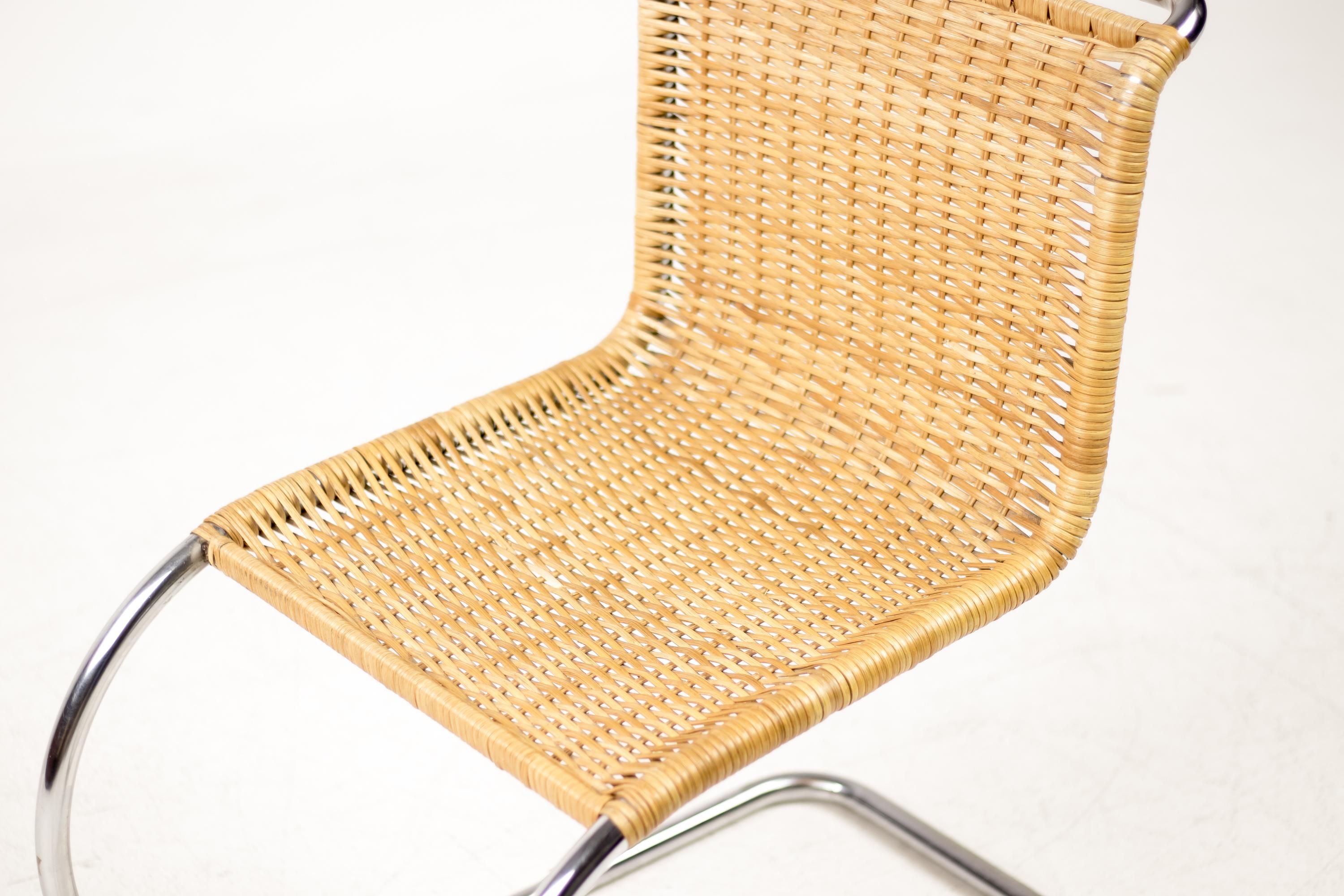 Mies van der Rohe Rattan and Chrome MR20 Chair 3