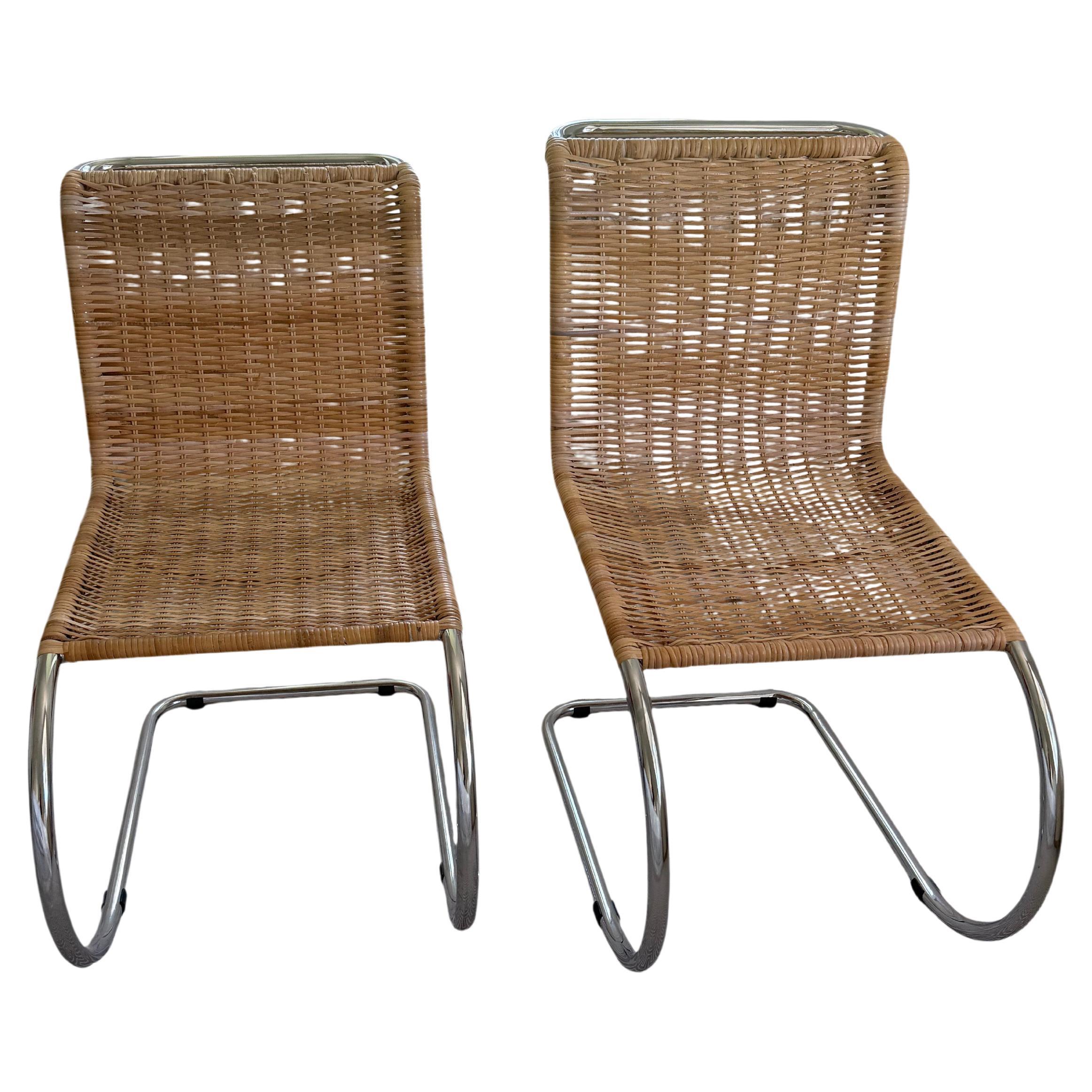 Chaise en rotin de Mies Van Der Rohe, vers 1960 en vente