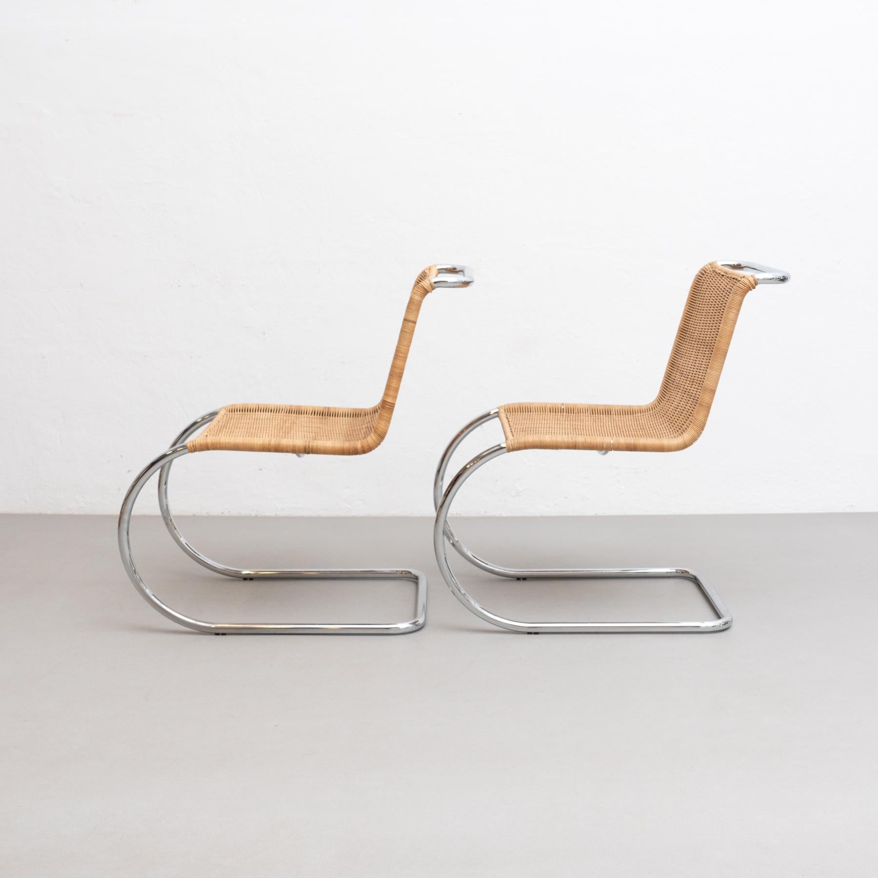 Mies van der Rohe Set of 2 MR10 Rattan Easy Chairs, circa 1960 3