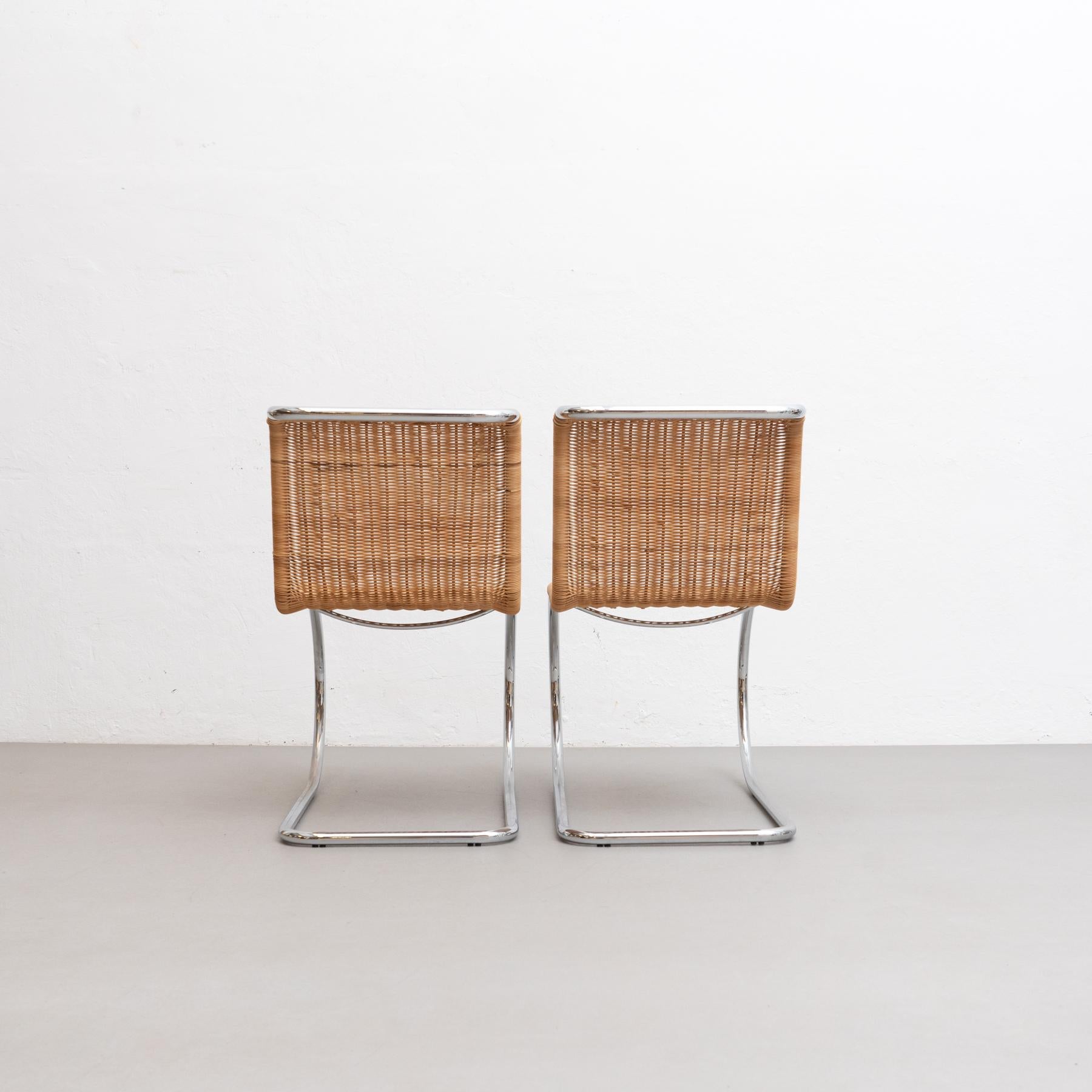 Mies van der Rohe Set of 2 MR10 Rattan Easy Chairs, circa 1960 8