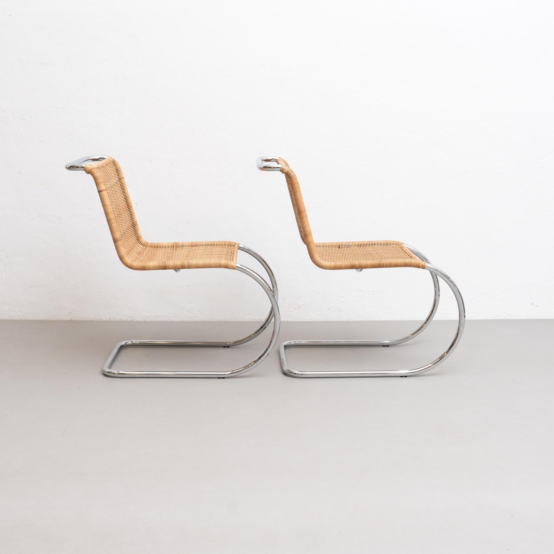 Mies van der Rohe Set of 2 MR10 Rattan Easy Chairs, circa 1960 10