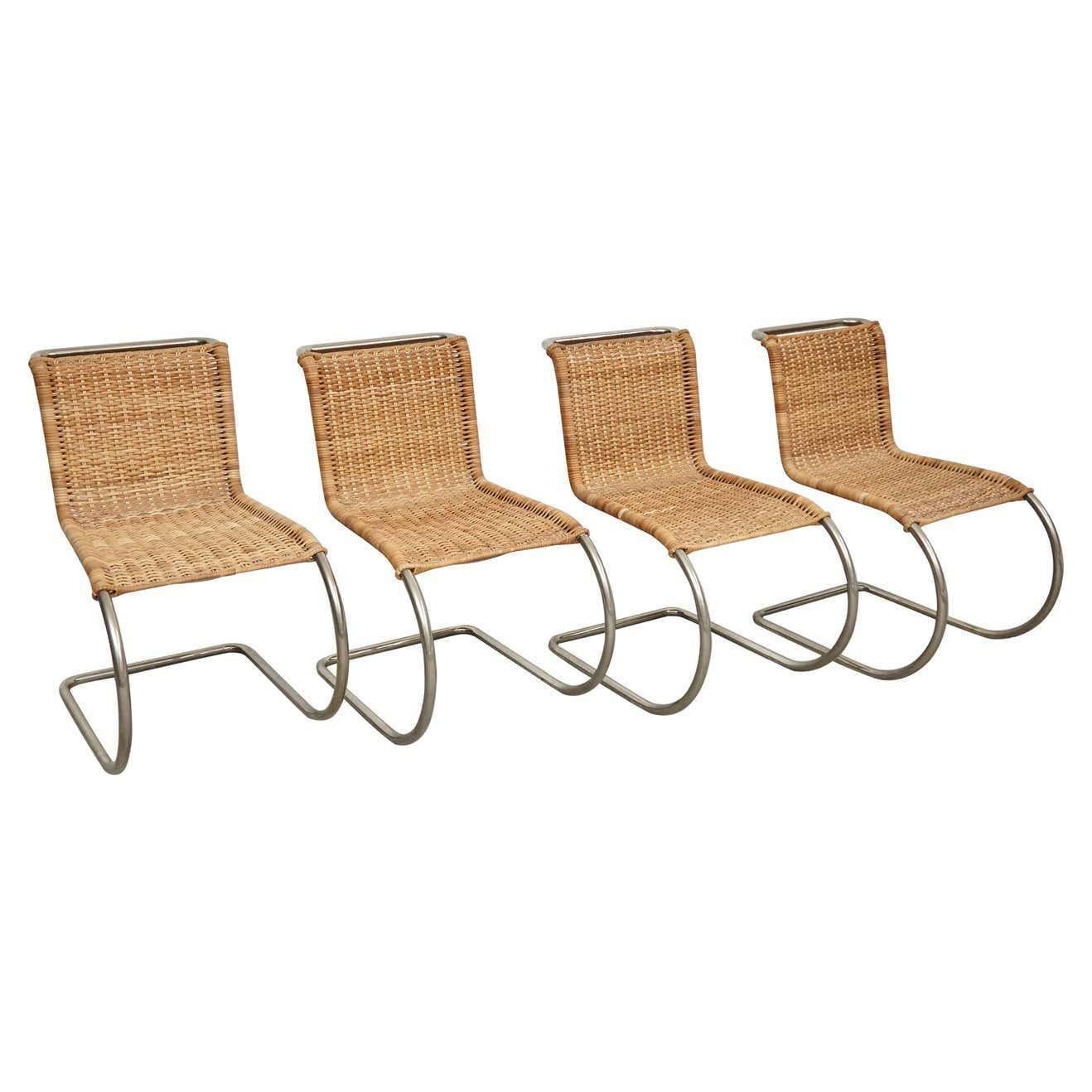 Mies Van Der Rohe Set of 4 B42 Rattan Easy Chairs by Tecta, circa 1960 11