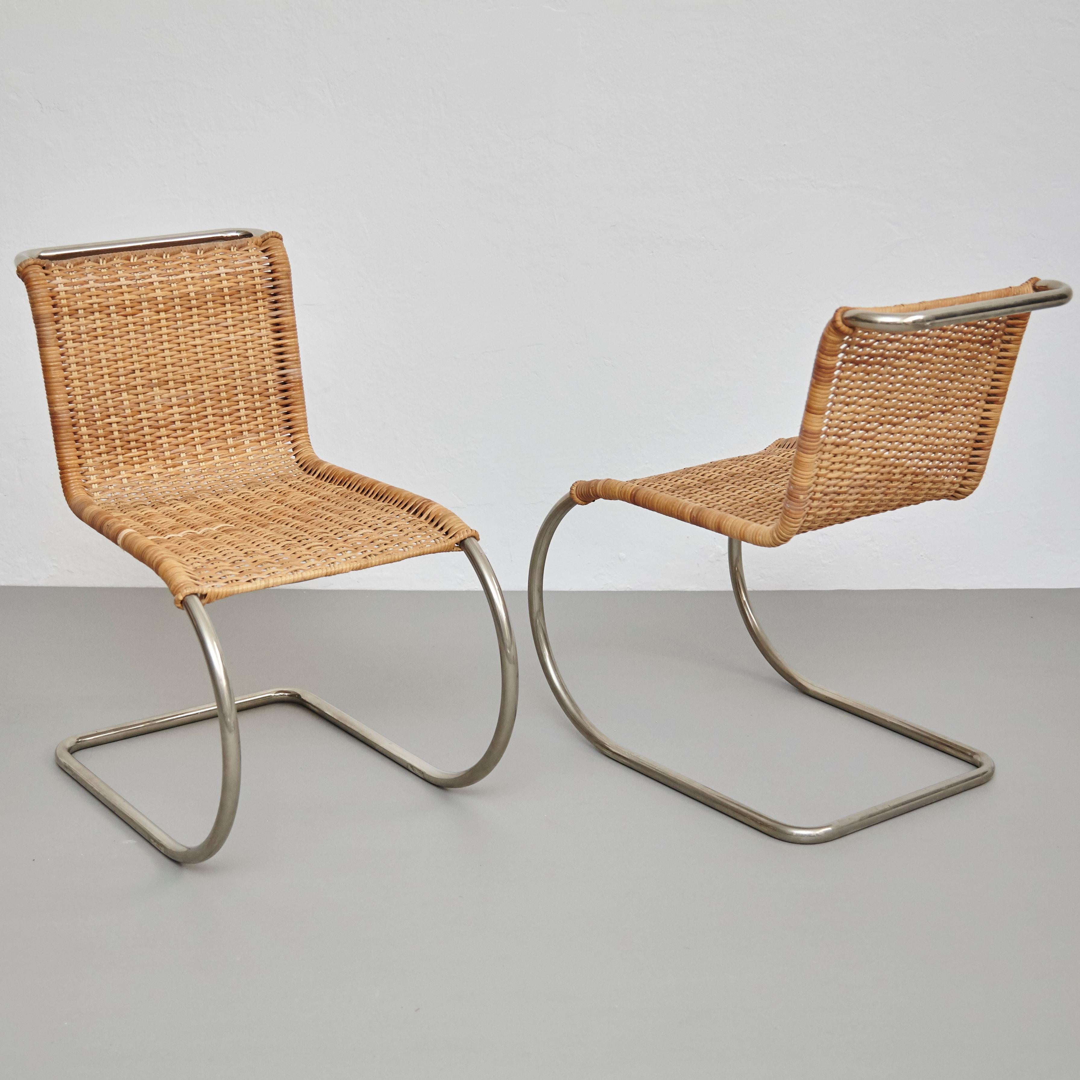 Mies van der Rohe Set of 4 B42 Rattan Easy Chairs by Tecta, circa 1960 12