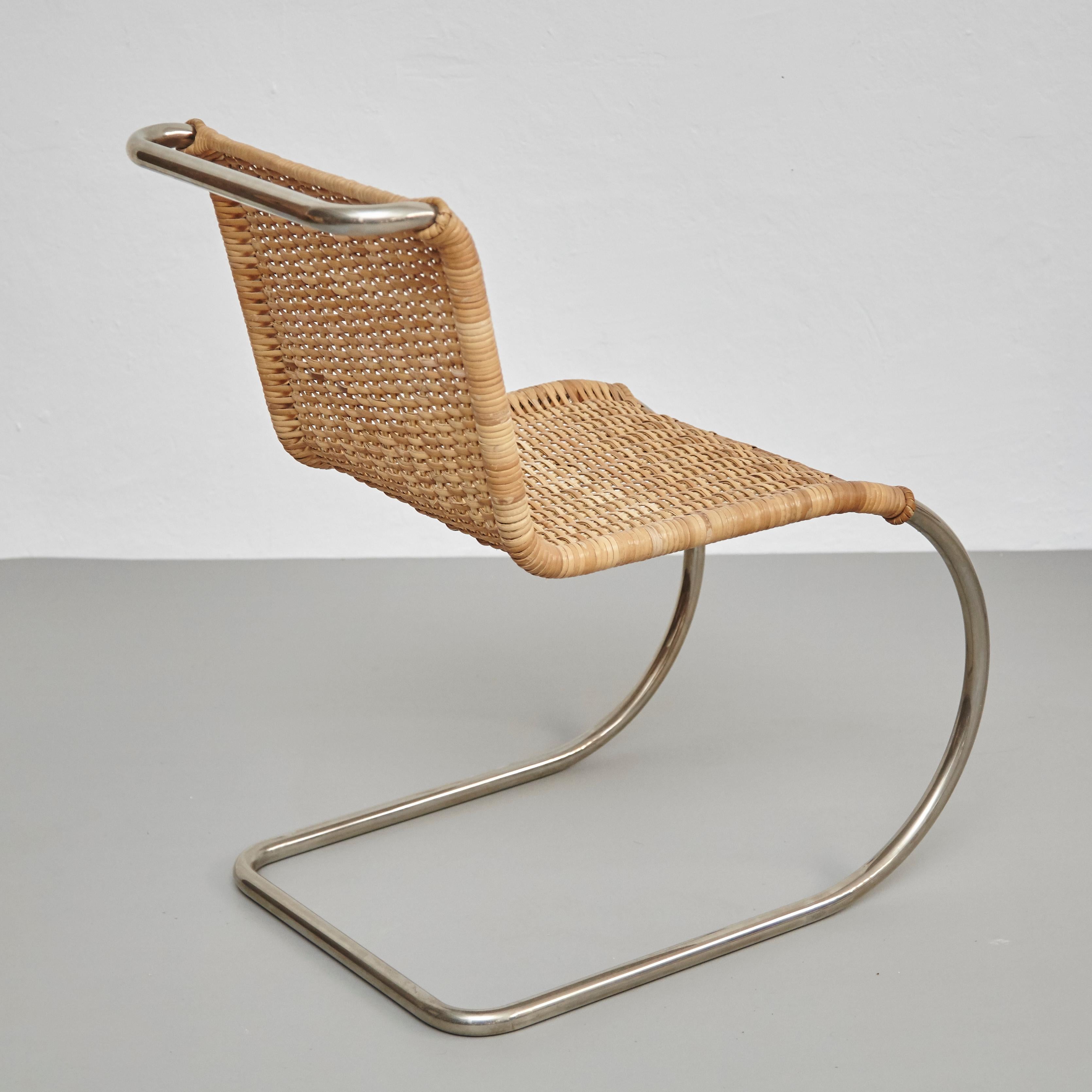 Mid-Century Modern Mies van der Rohe Set of 4 B42 Rattan Easy Chairs by Tecta, circa 1960