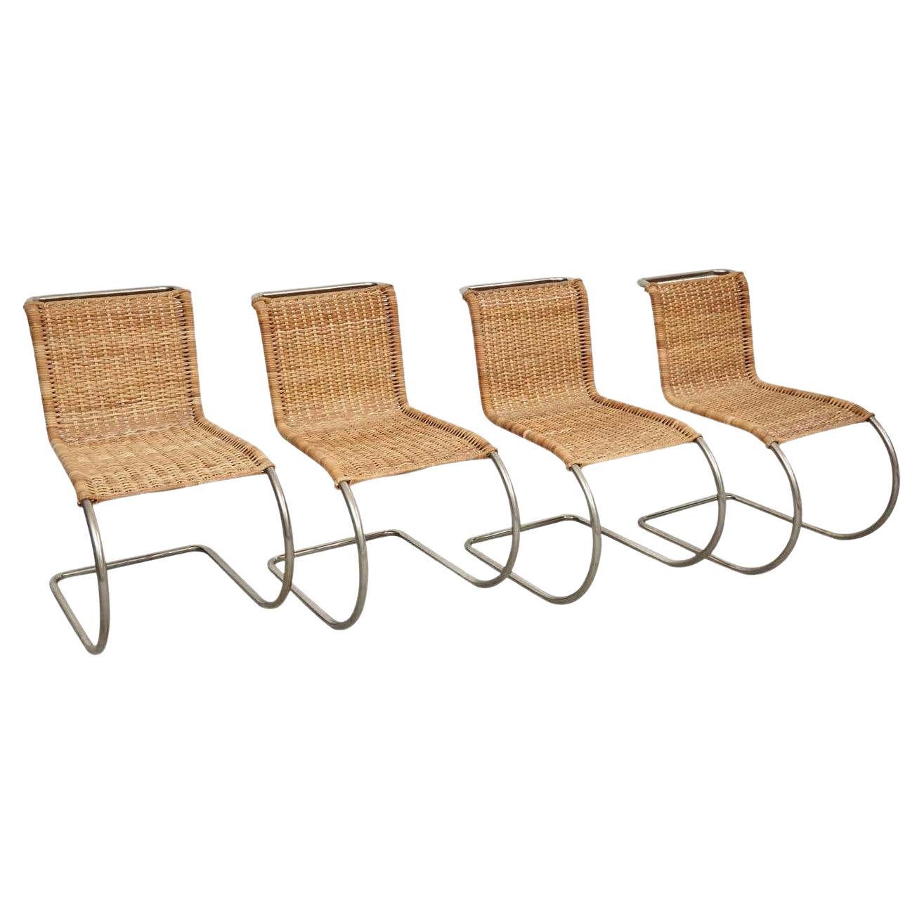 Mies Van Der Rohe Set of 4 B42 Rattan Easy Chairs by Tecta, circa 1960