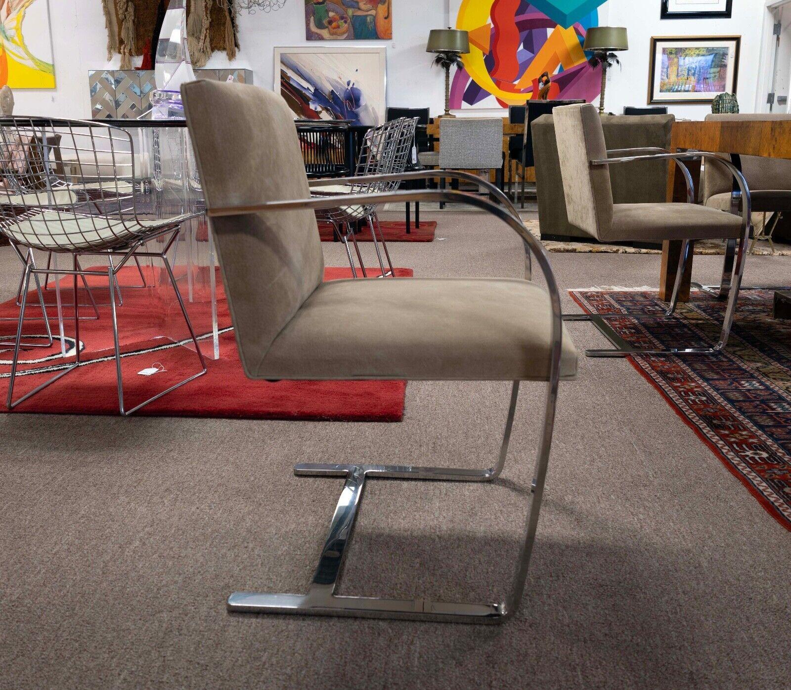 Mid-Century Modern Mies Van Der Rohe Set of 6 Chrome and Ultra Suede BRNO Chairs Mid Century Modern