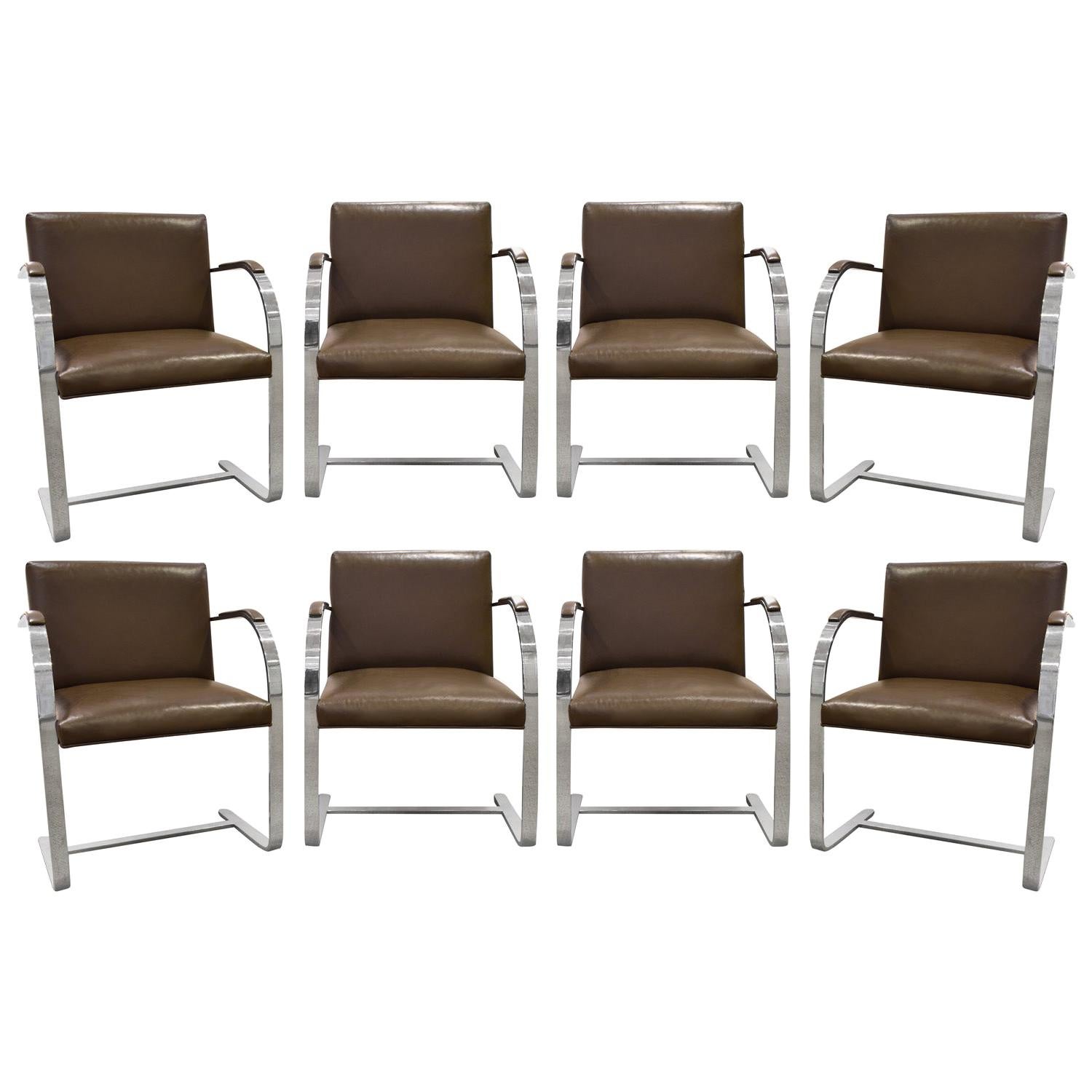 Mies van der Rohe Set of 8 BRNO Dining Chairs in Leather 1990s