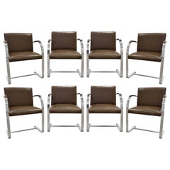 Mies van der Rohe Set of 8 BRNO Dining Chairs in Leather 1990s