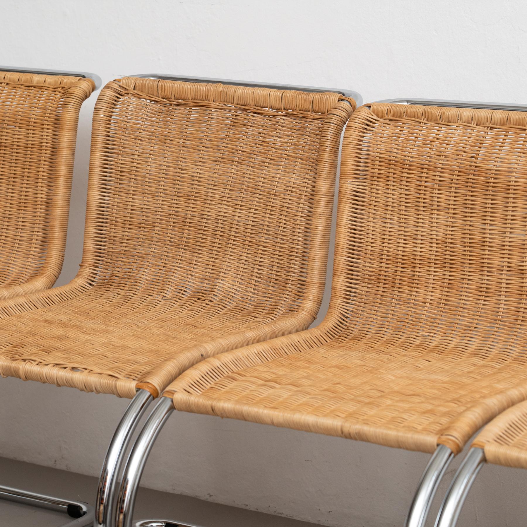 Mid-20th Century Mies Van Der Rohe Set of Four  B42 Rattan Easy Chairs by Tecta, circa 1960 For Sale