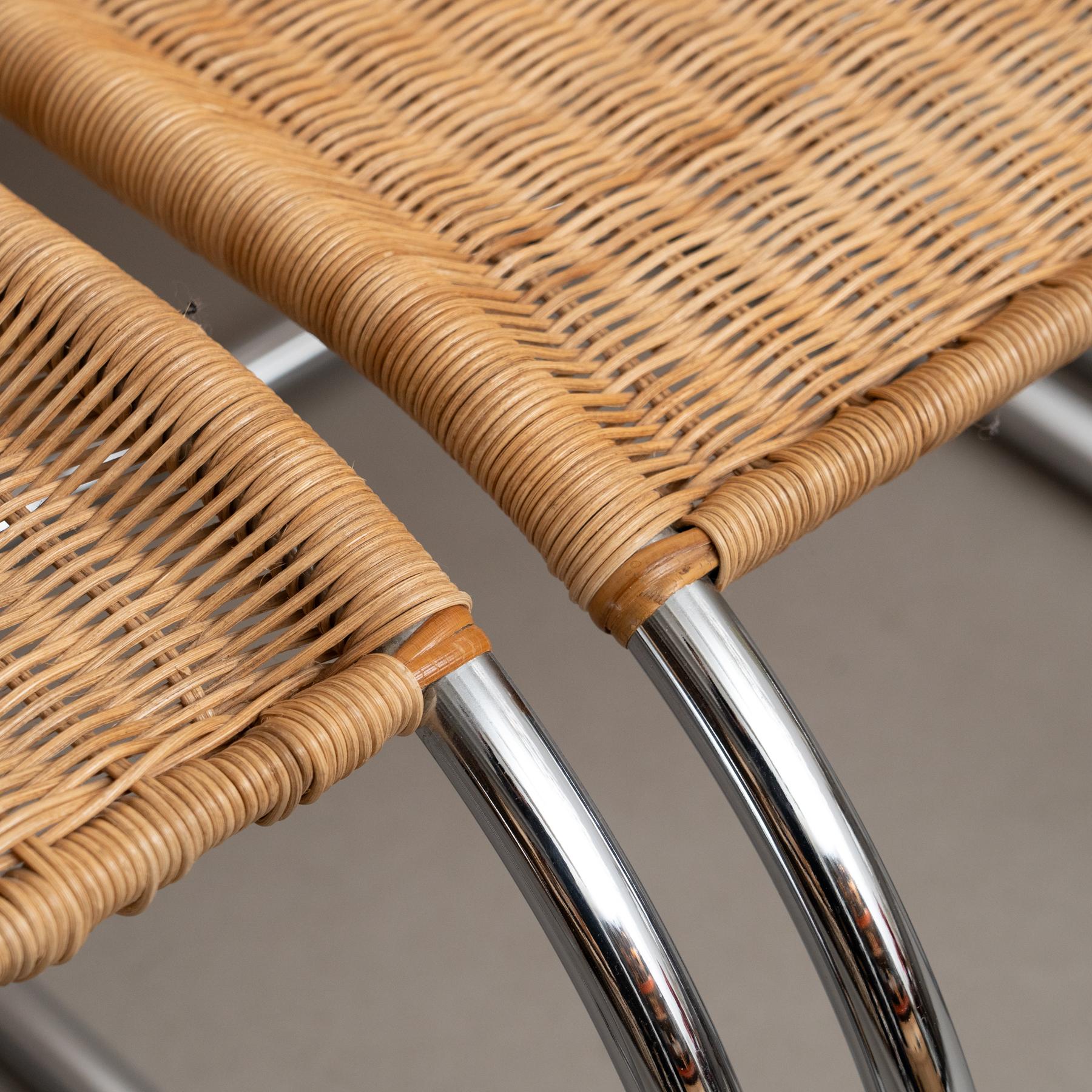 Steel Mies Van Der Rohe Set of Four  B42 Rattan Easy Chairs by Tecta, circa 1960 For Sale